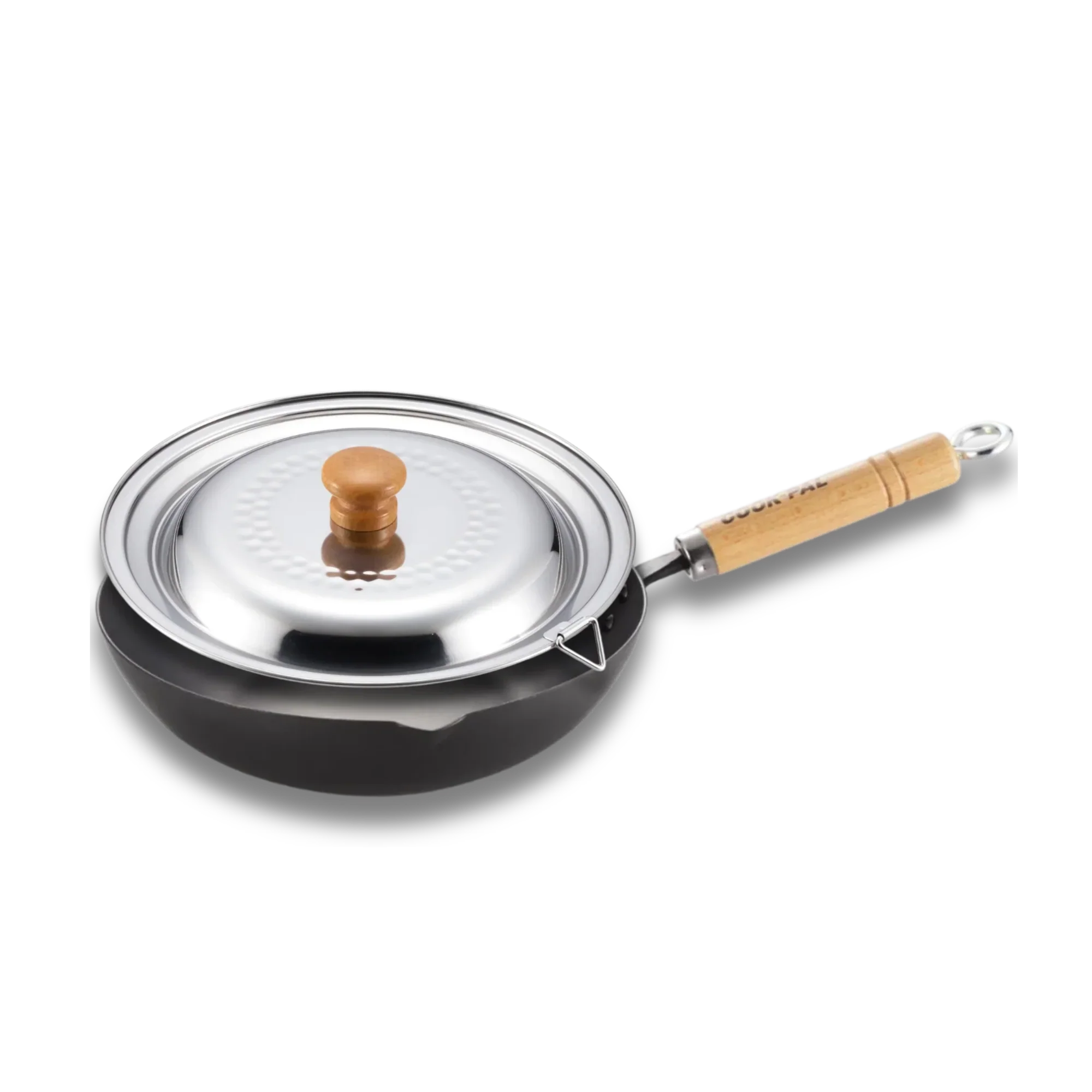 Yoshikawa Cook-Pal Ren Deep Carbon Steel Fry Pan 20cm with Yukihira Lid-0