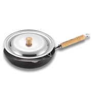 Yoshikawa Cook-Pal Ren Deep Carbon Steel Fry Pan 24cm with Yukihira Lid-0