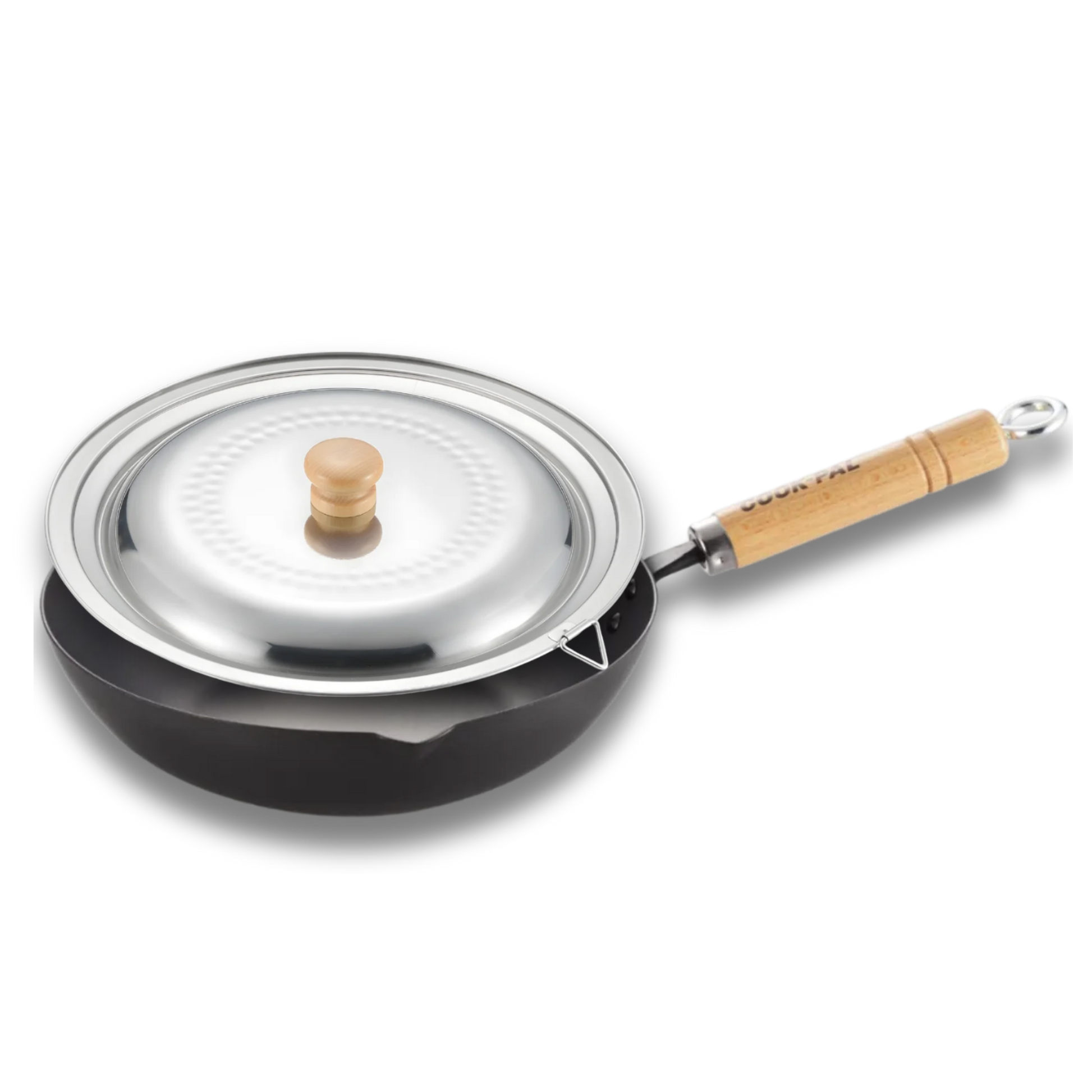 Yoshikawa Cook-Pal Ren Deep Carbon Steel Fry Pan 24cm with Yukihira Lid-0