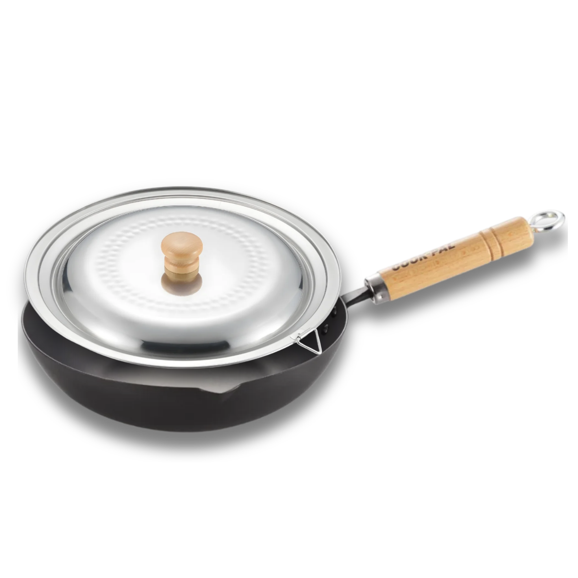 Yoshikawa Cook-Pal Ren Deep Carbon Steel Fry Pan 24cm with Yukihira Lid-0