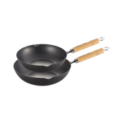 Yoshikawa Cook-Pal Ren Deep Frying Pan Carbon Steel - Duo Set of 2 | Made in Japan-Fry Pan-DECOROLALA