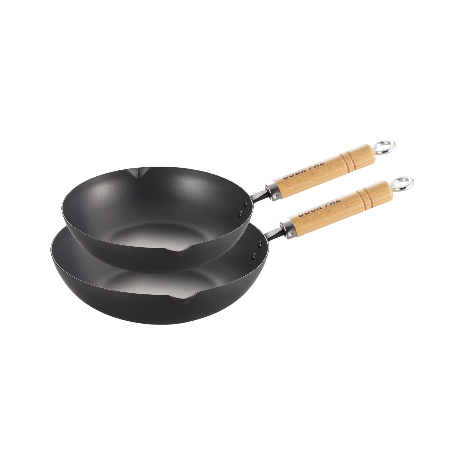 Yoshikawa Cook-Pal Ren Deep Frying Pan Carbon Steel - Duo Set of 2 | Made in Japan-Fry Pan-DECOROLALA