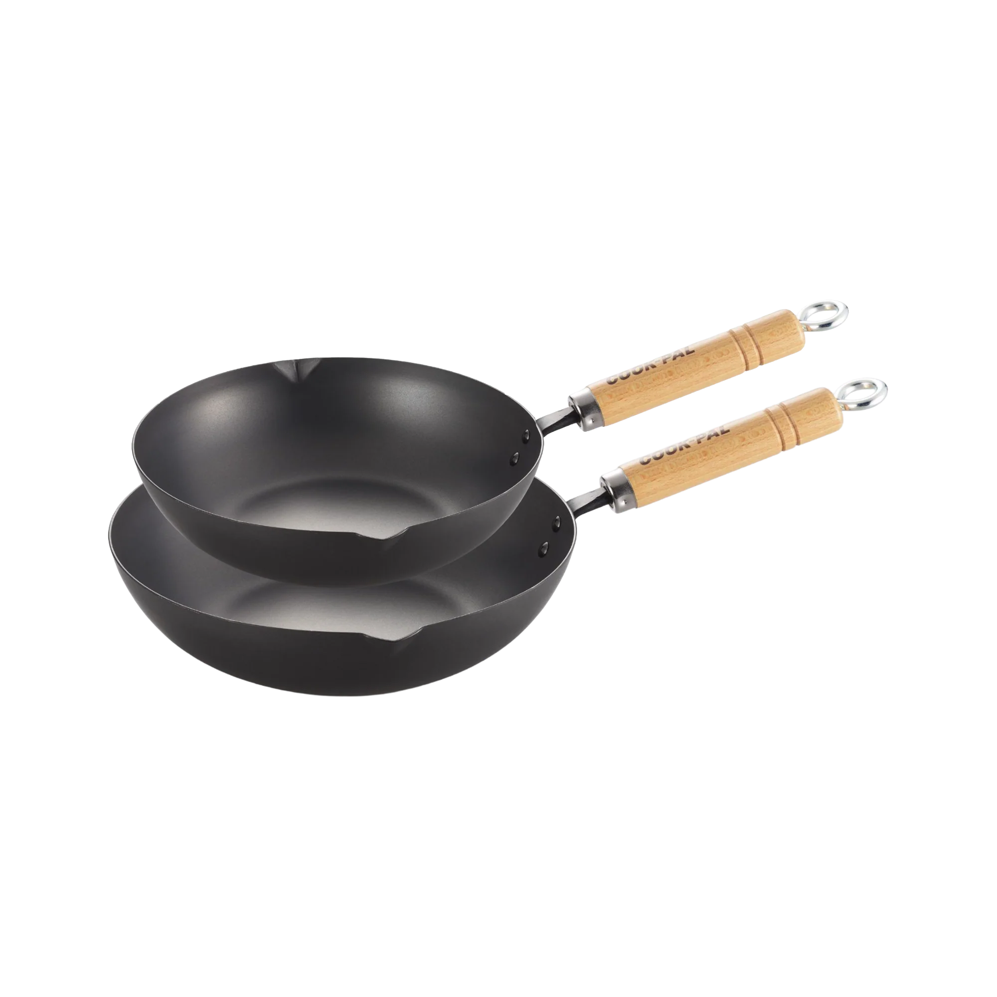 Yoshikawa Cook-Pal Ren Deep Frying Pan Carbon Steel - Duo Set of 2 | Made in Japan-Fry Pan-DECOROLALA