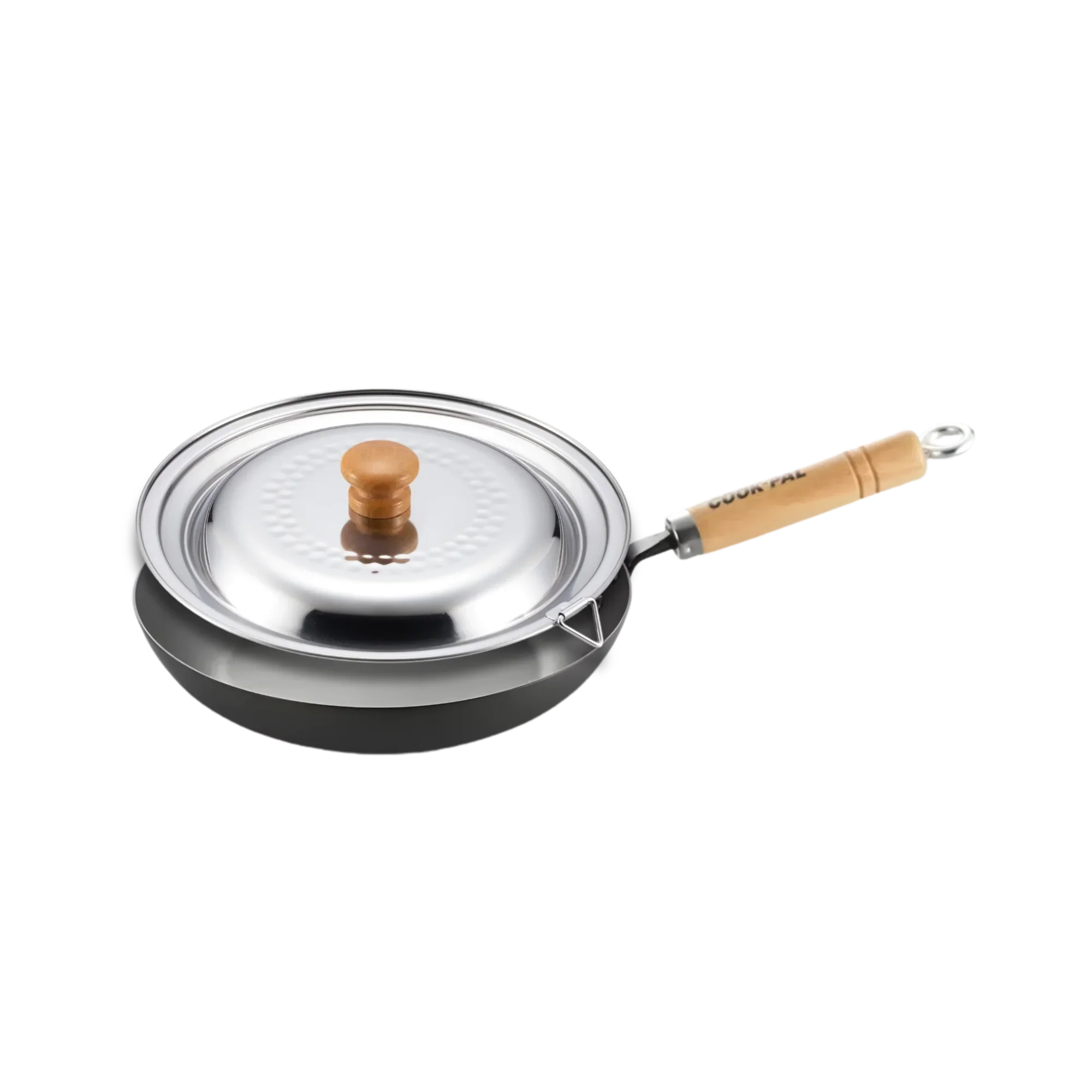 Yoshikawa Cook-Pal Ren Nitrided Carbon Steel Fry Pan 16cm with Yukihira Lid-0