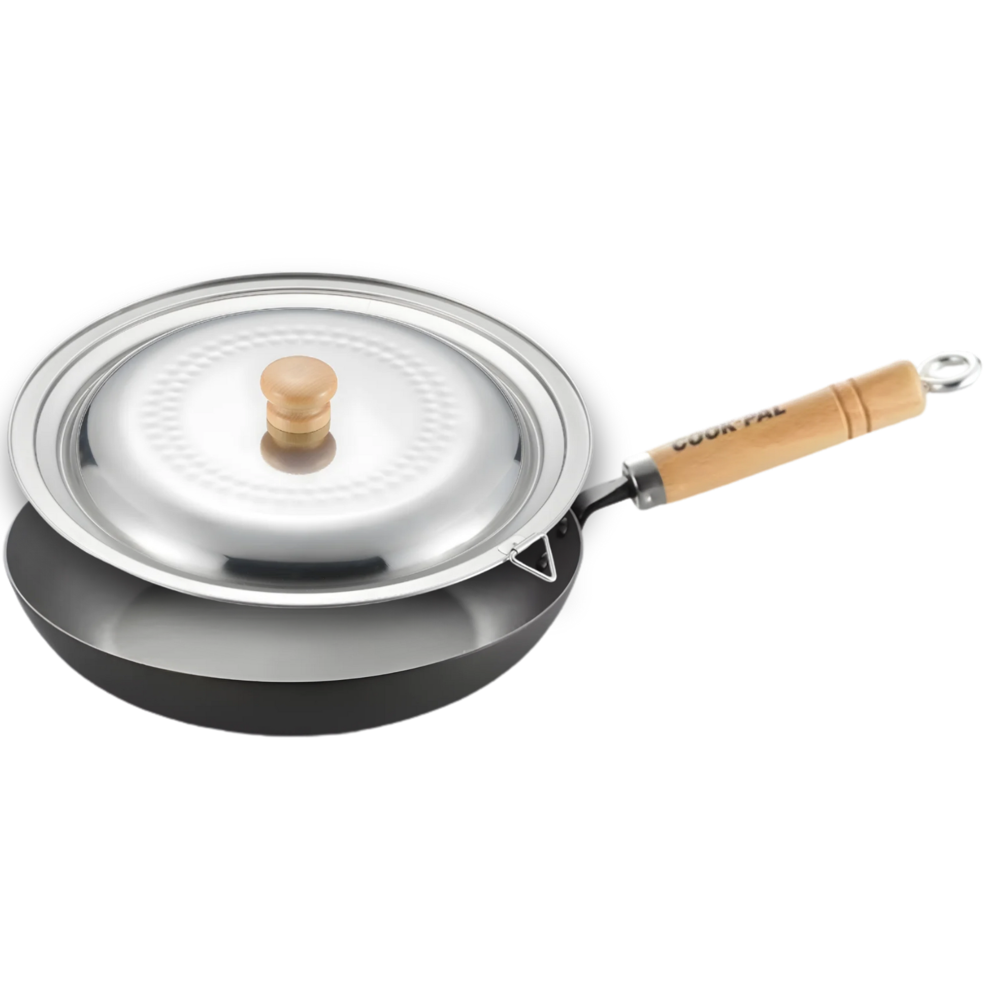 Yoshikawa Cook-Pal Ren Nitrided Carbon Steel Fry Pan 24cm with Yukihira Lid-0
