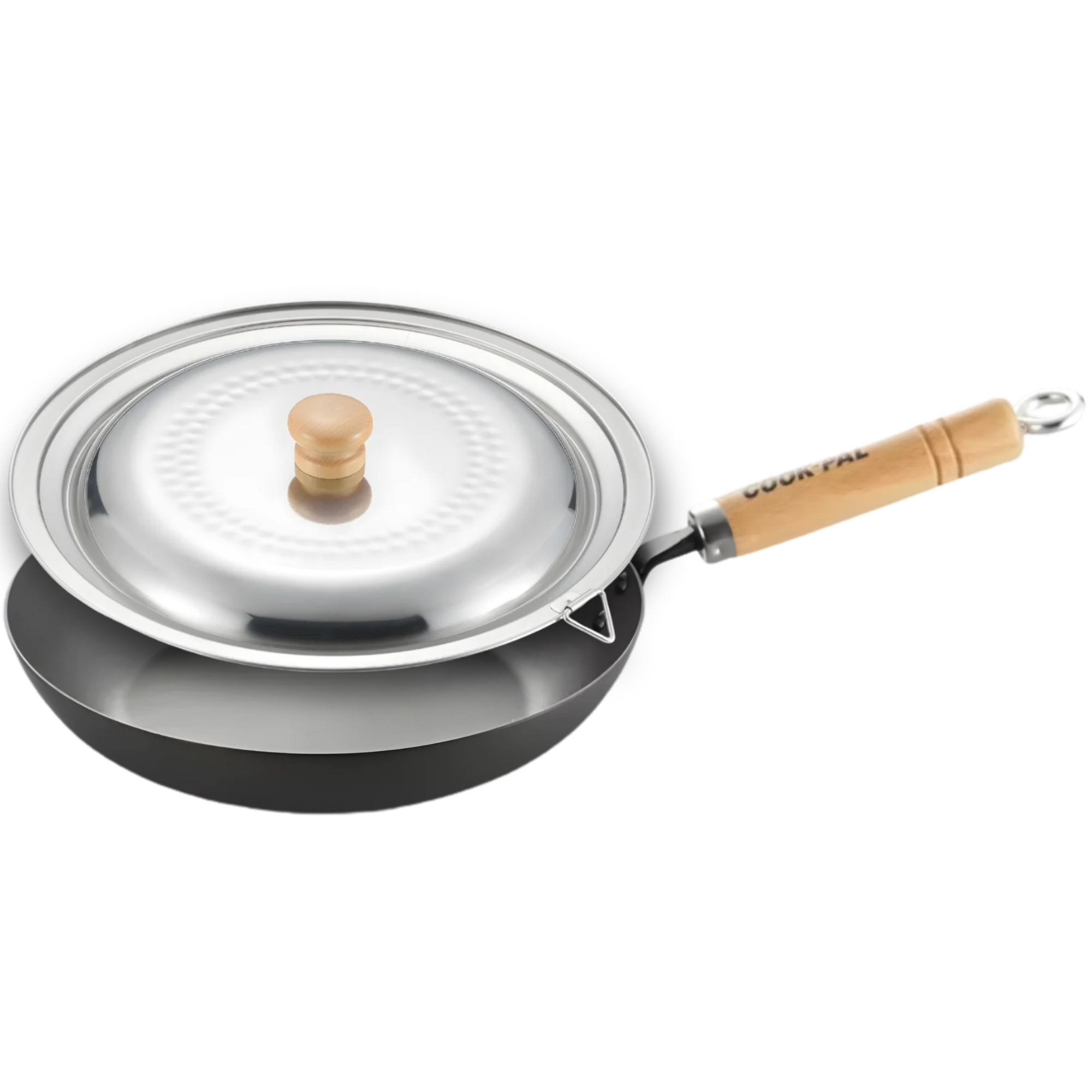 Yoshikawa Cook-Pal Ren Nitrided Carbon Steel Fry Pan 24cm with Yukihira Lid-0