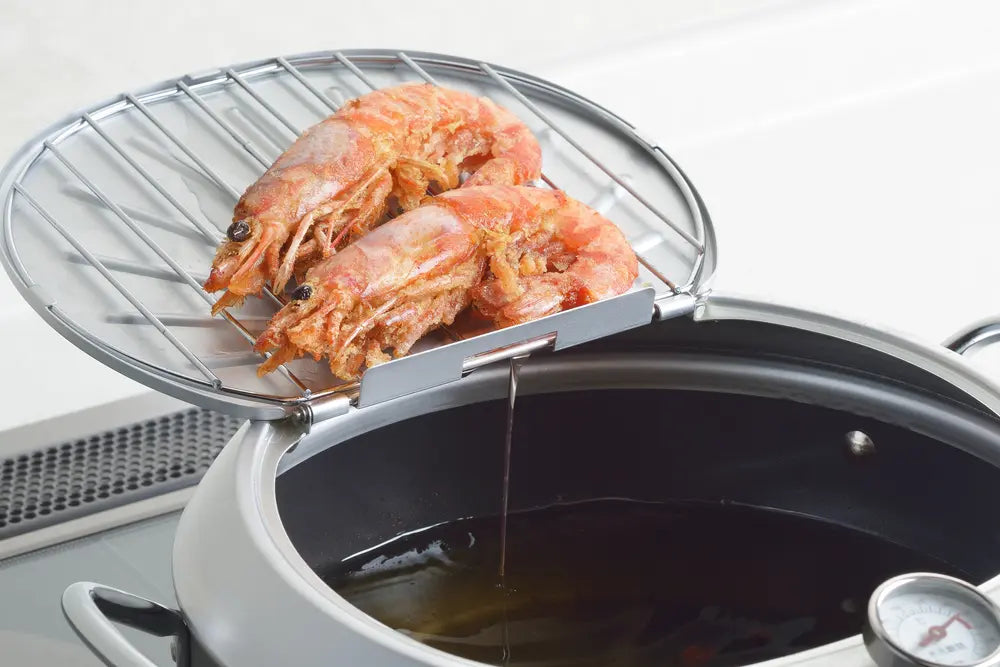 Yoshikawa GOGI Tempura Pot 24cm – Stainless Steel Drip Lid-Cookware-DECOROLALA