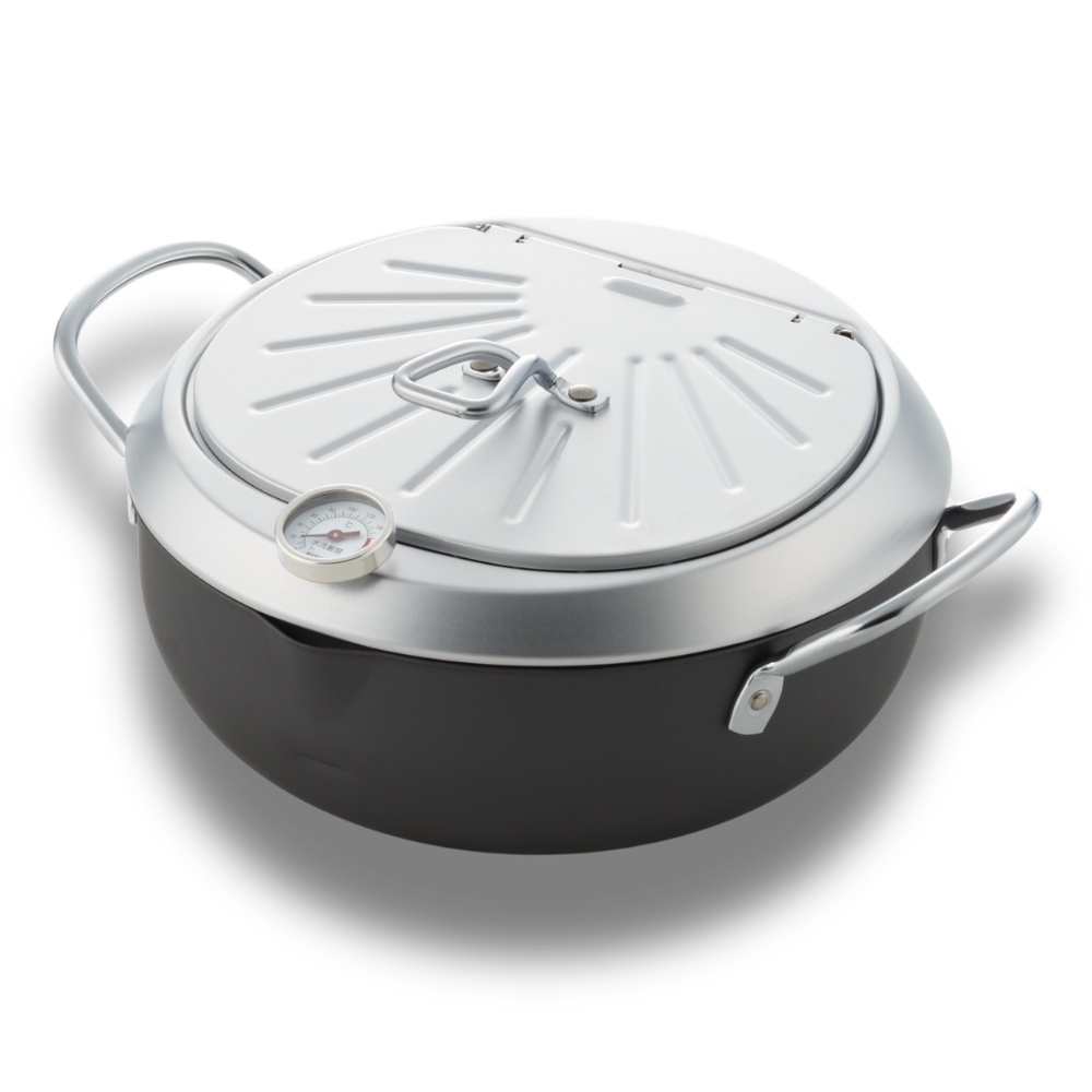 Yoshikawa GOGI Tempura Pot 24cm – Stainless Steel Drip Lid-Cookware-DECOROLALA