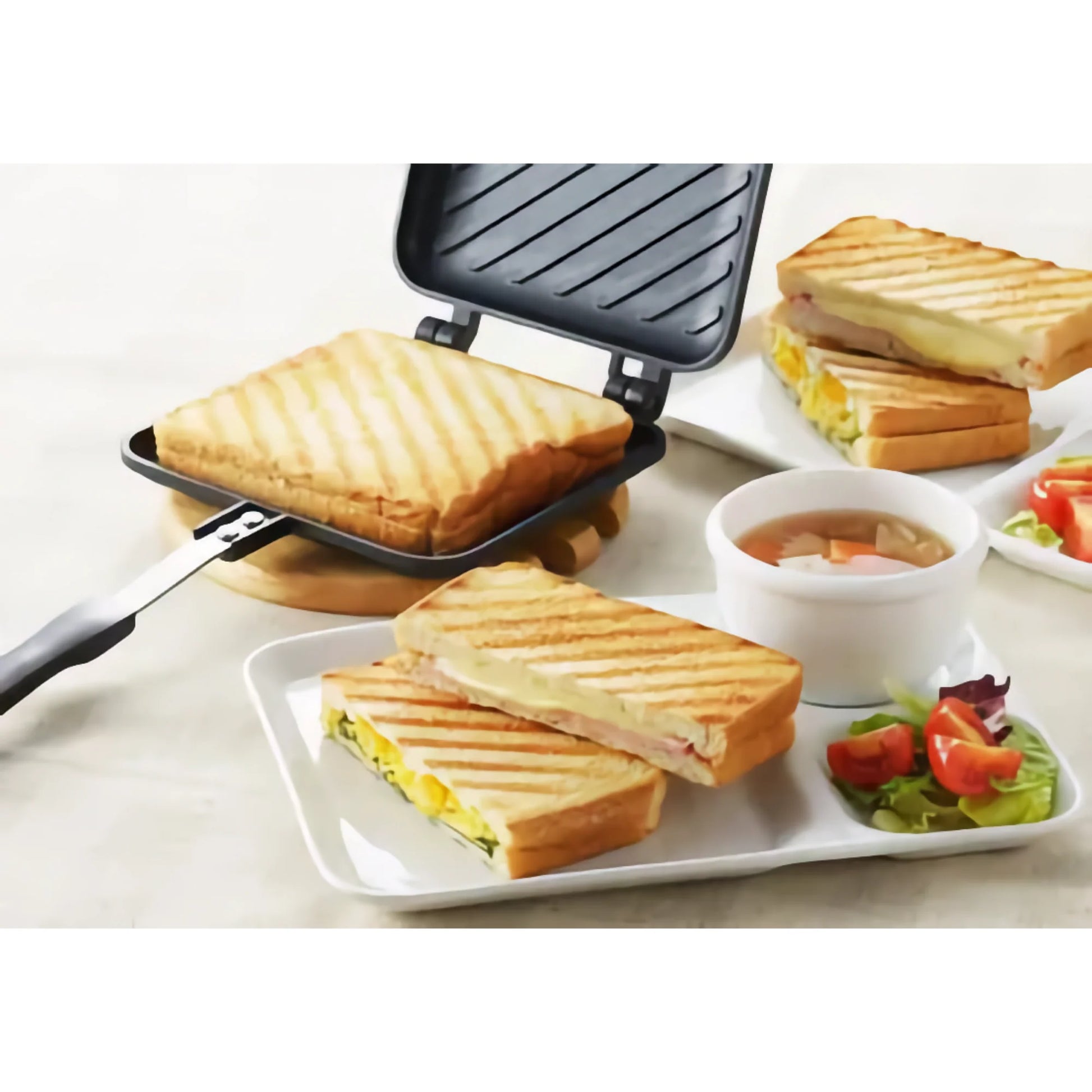 Yoshikawa Japanese Stovetop Sandwich Maker – Non-Stick Panini Press (Gas Stove Only)-Cookware-DECOROLALA
