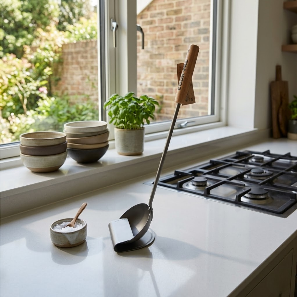 Yoshikawa Titanium Wok Ladle + Eatoco OKI Stand-ACCESSORIES-DECOROLALA