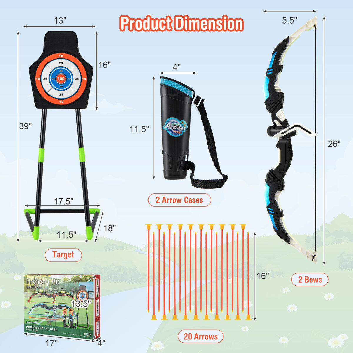 Ensemble d’arc de tir à l’arc pour enfants avec arc lumineux à LED et 20 flèches à ventouse