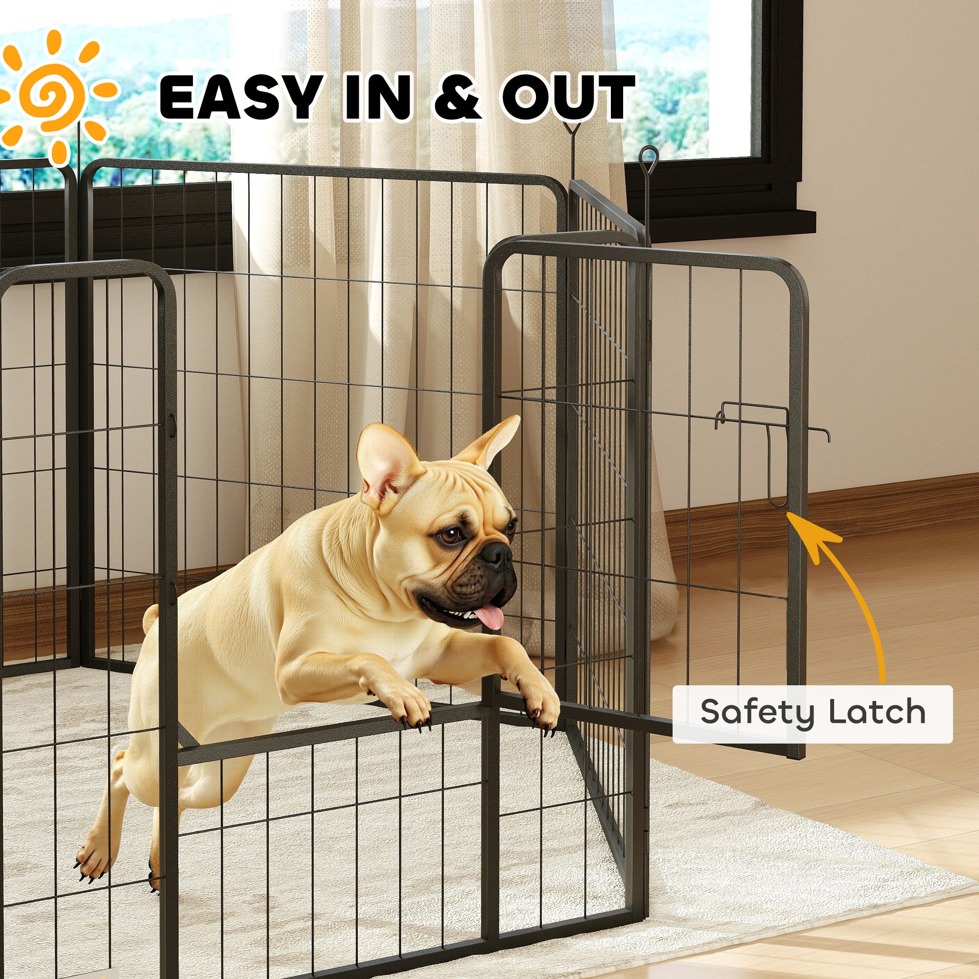 Heavy Duty Dog Playpen with Door for Medium Dogs, 6 Panels, 31.5"H