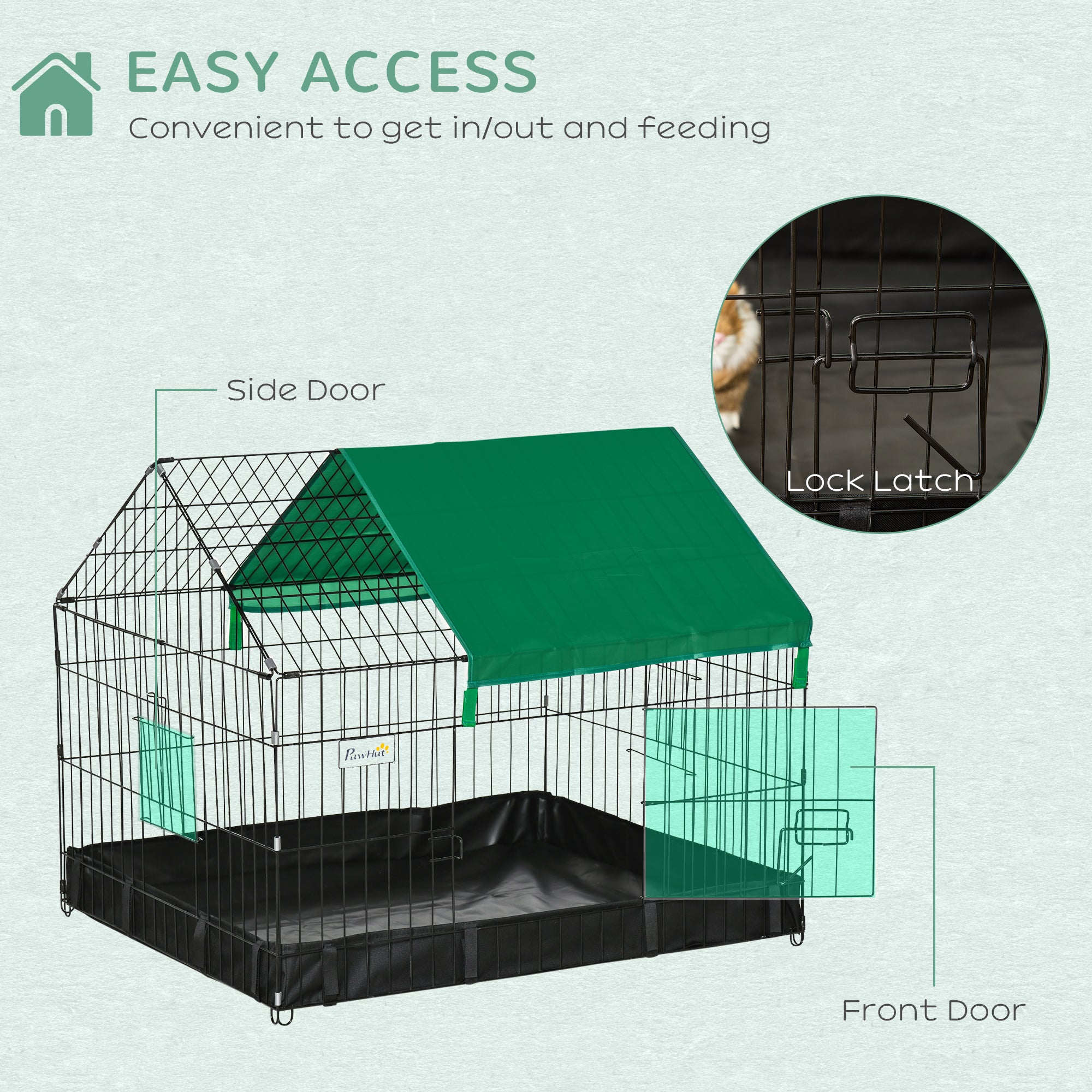 Cage métallique extérieure pour petits animaux, pour lapins et chats, noire