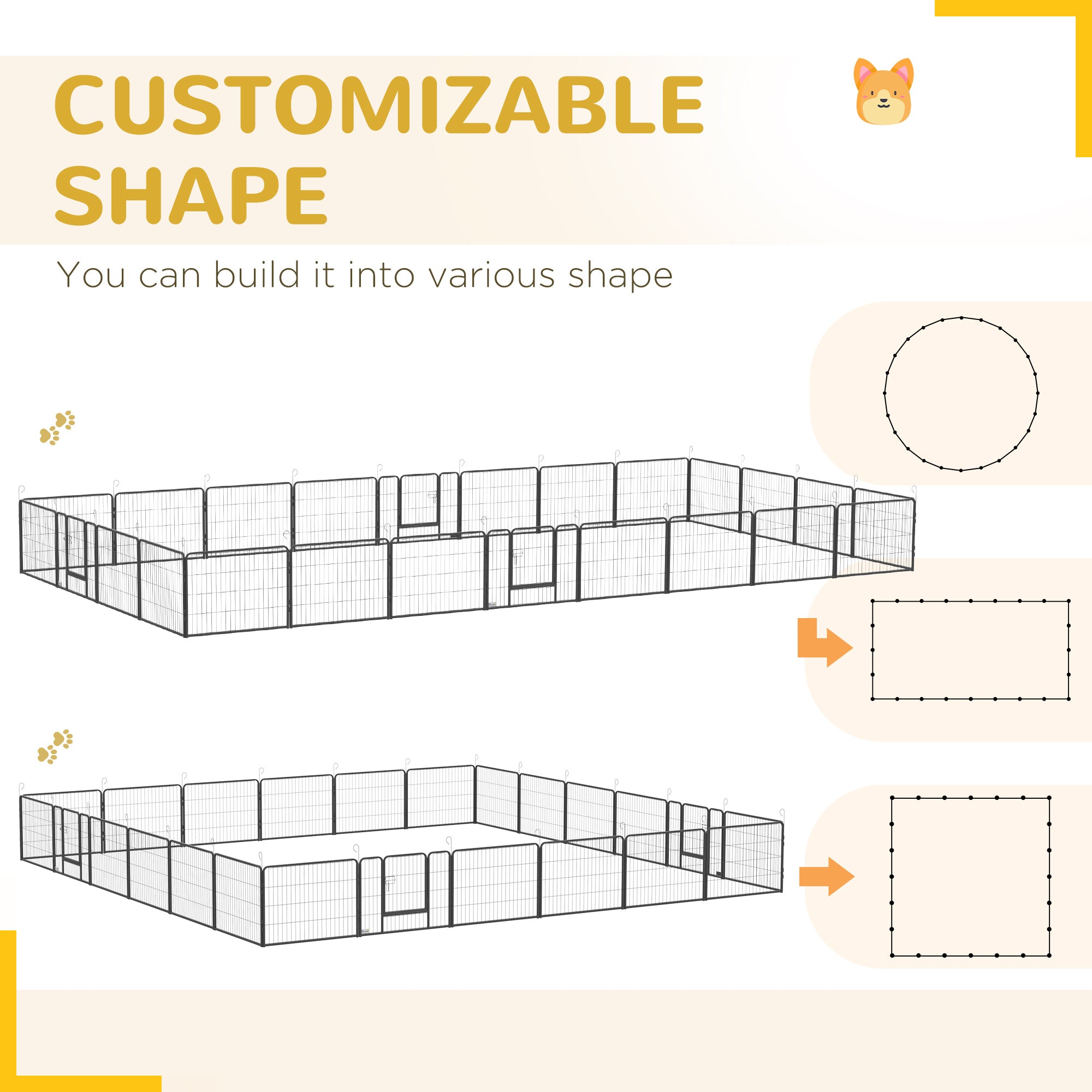 24 Panel 24" Height Heavy Duty Dog Playpen for Small Medium Dogs, Grey