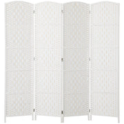 6ft Folding Room Divider, 4 Panel Wall Partition with Wooden Frame for Bedroom, Home Office, White