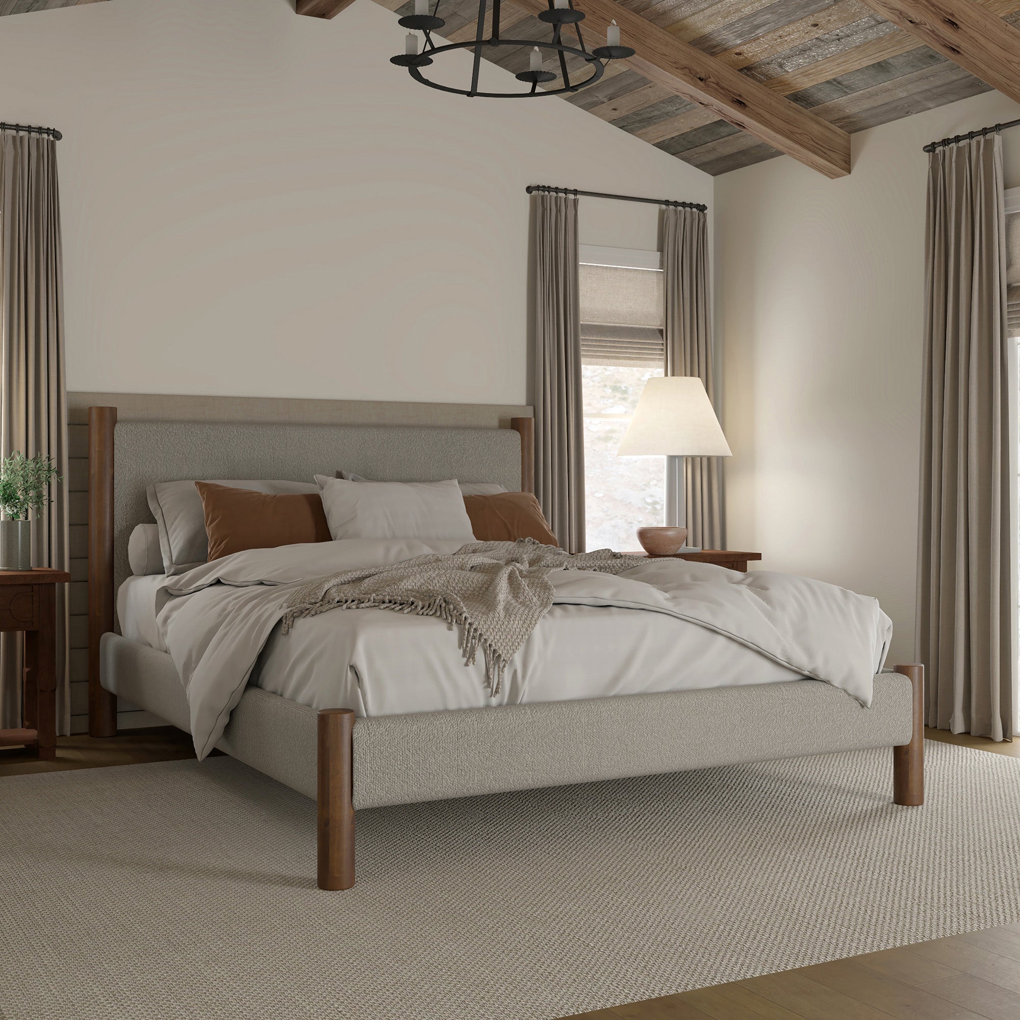 ZORAN-60" PLATFORM BED-MUSHROOM-DECOROLALA