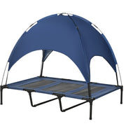 Elevated Cooling Pet Bed Portable Raised Dog Cot with Canopy for XL Sized Dogs, Dark Blue
