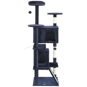 63" Cat Tree, Multi-Level Cat Tower with Scratching Posts, Cat Condos, Bed, Platforms, Ramp, Toy Ball, Dark Blue