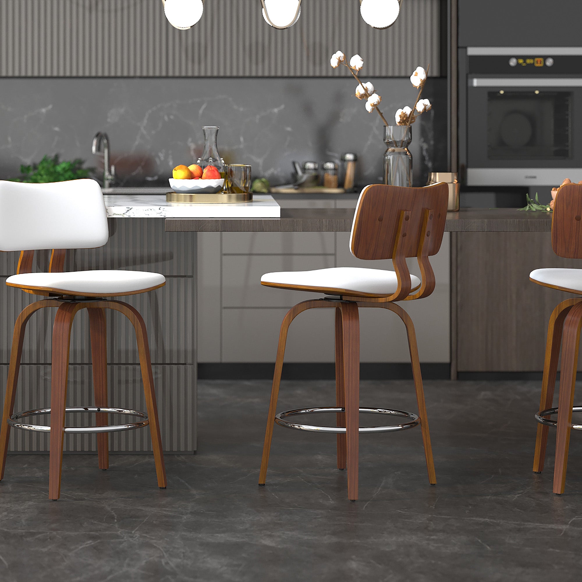 ZUNI-26' COUNTER STOOL PU-WHITE-DECOROLALA