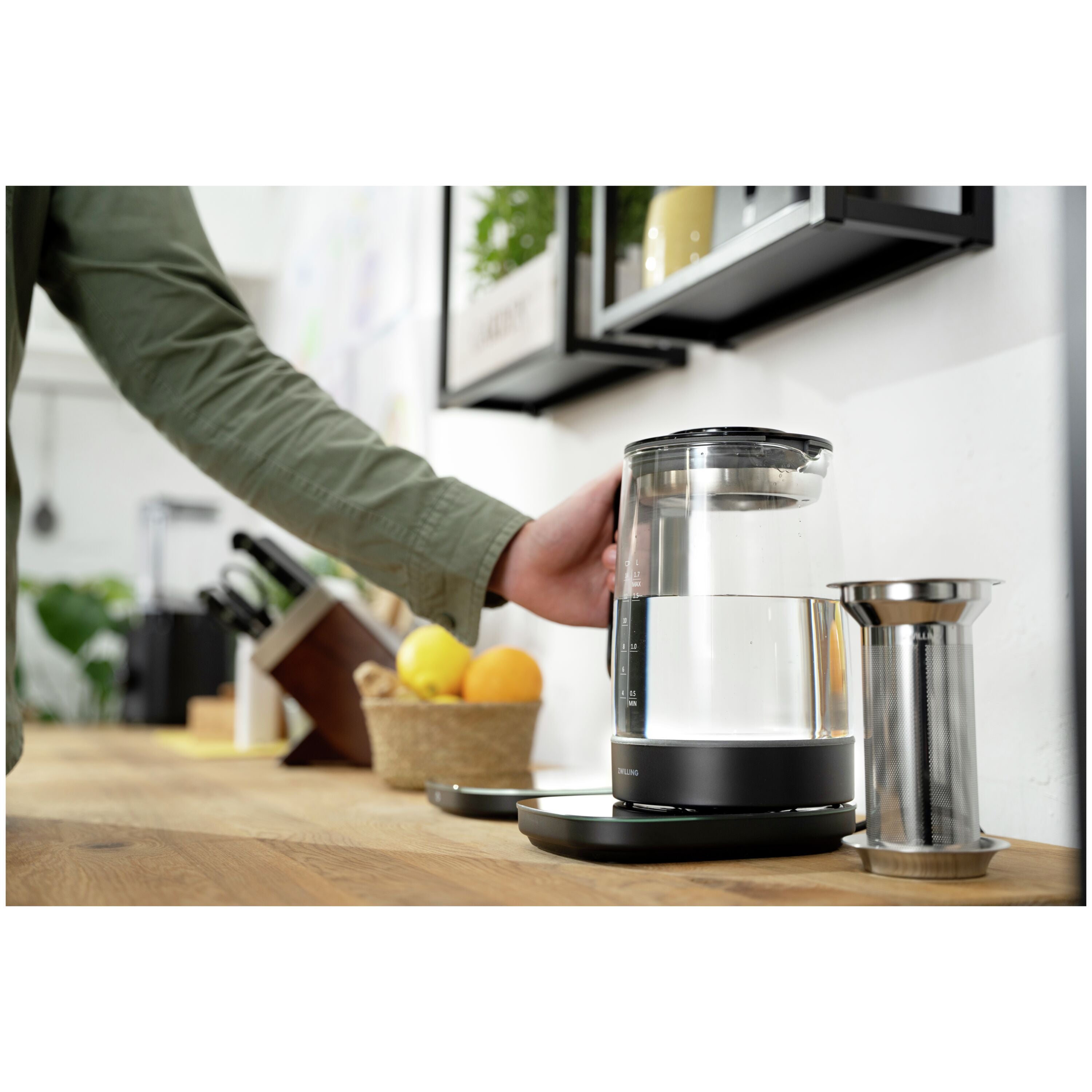 ZWILLING Enfinigy 1.7 L Glass Programable Electric Kettle, Black-Electric Kettl-DECOROLALA
