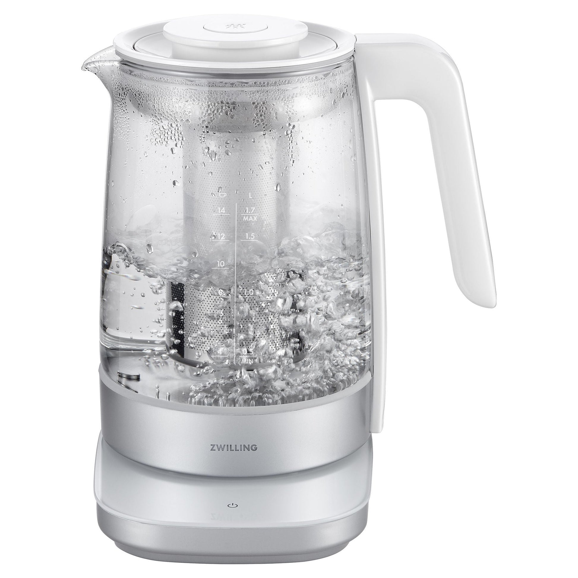 ZWILLING Enfinigy 1.7 L Glass Programable Electric Kettle - Silver-Electric Kettl-DECOROLALA