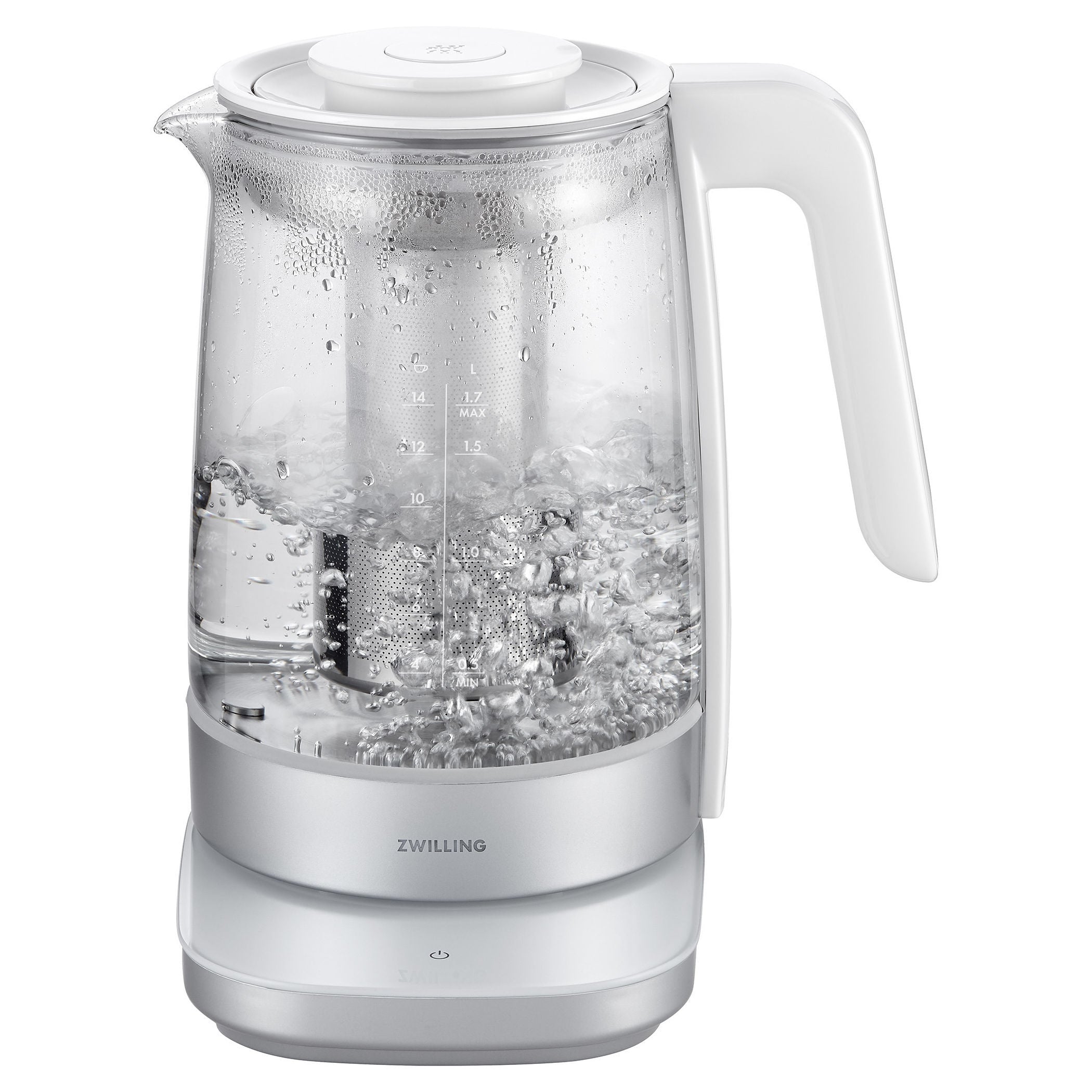 ZWILLING Enfinigy 1.7 L Glass Programable Electric Kettle - Silver-Electric Kettl-DECOROLALA