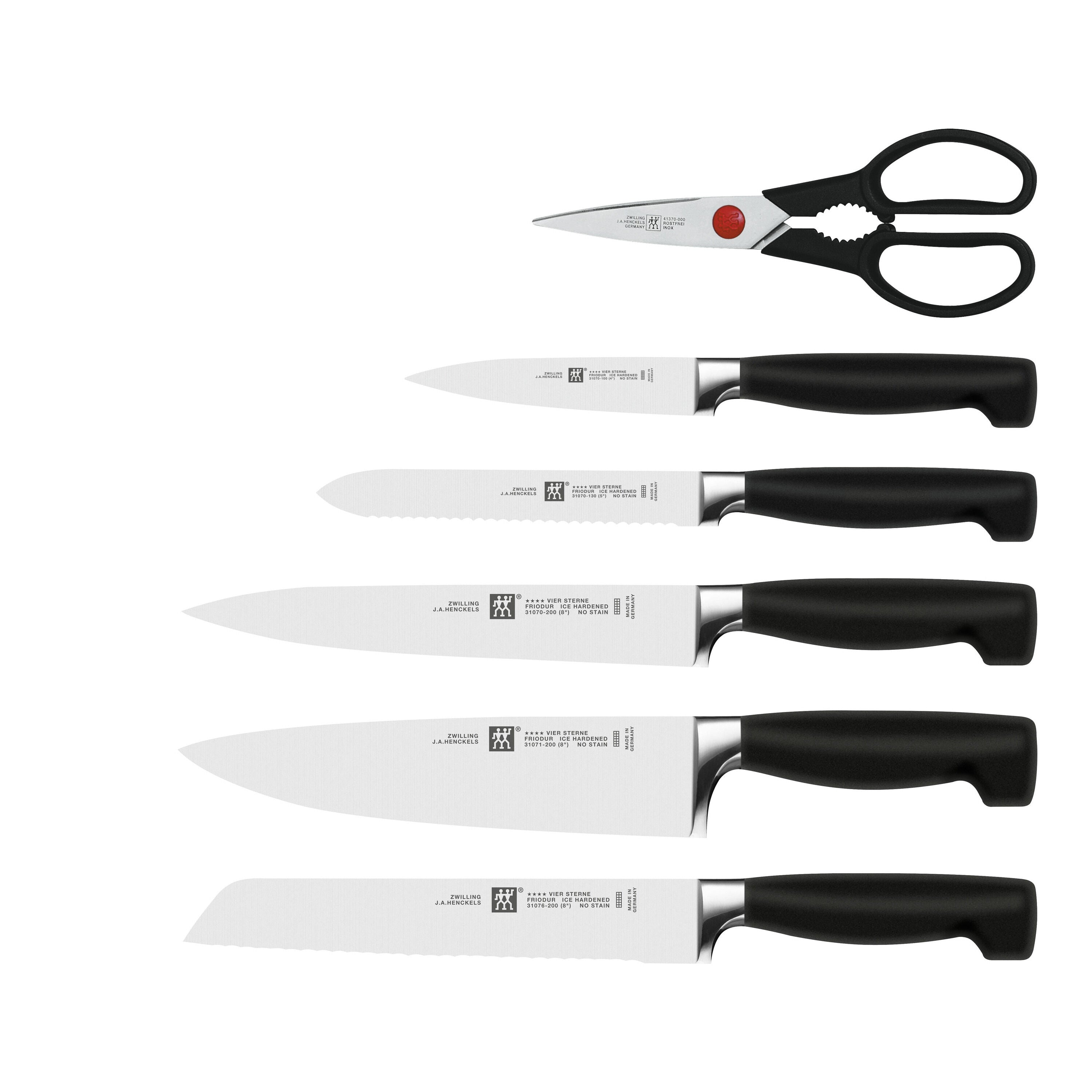 ZWILLING **** Four Star 7 Piece, Knife Block Set, Black-n/a-DECOROLALA