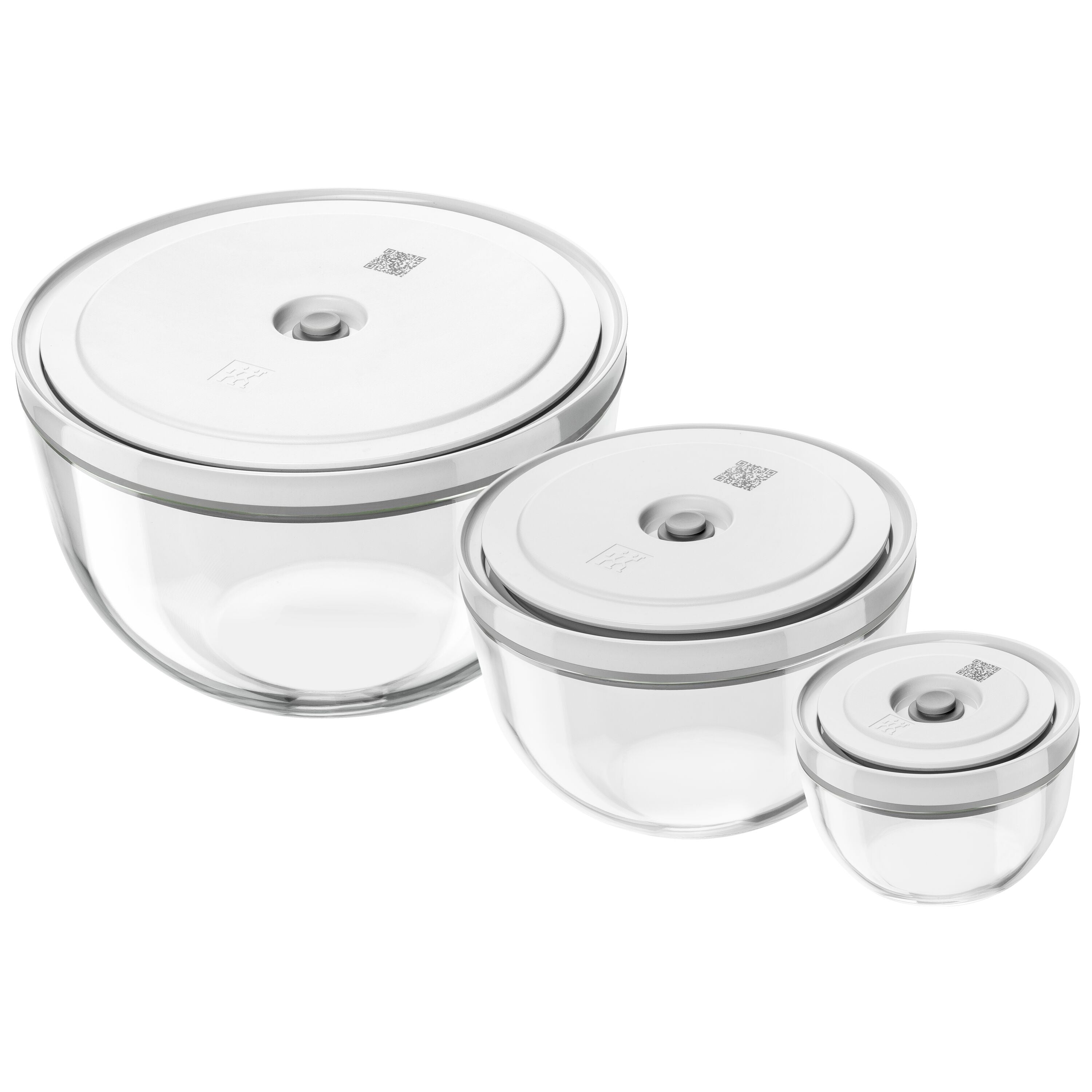 ZWILLING Fresh & Save BOWLS Vacuum Bowl Set S/M/L / 6 Piece Glass, Transparent-White-Dinnerware-DECOROLALA