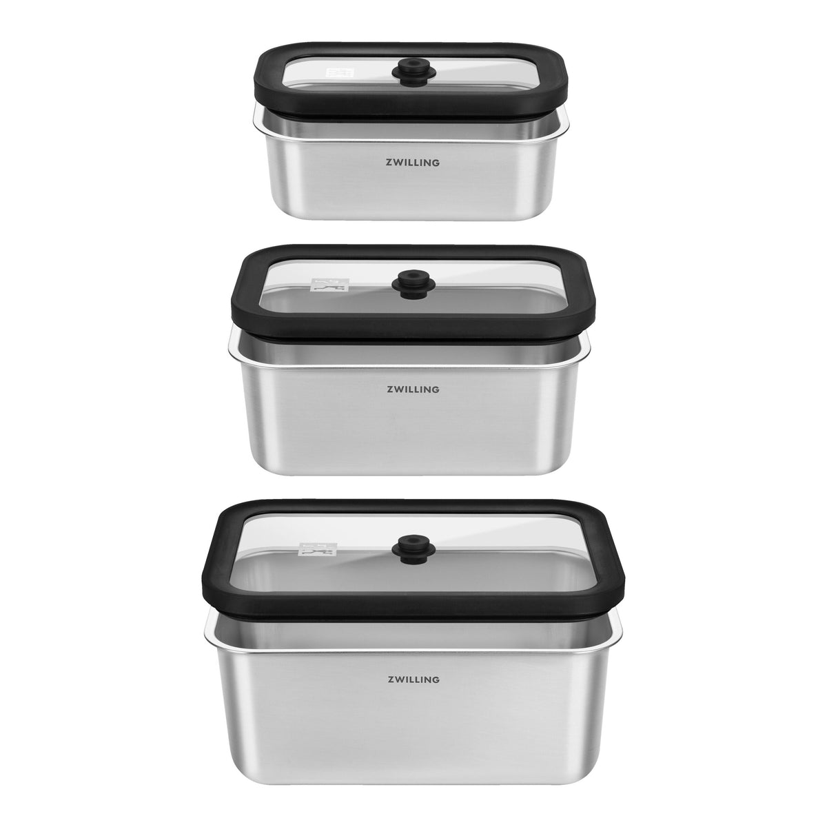 ZWILLING Fresh & Save STAINLESS S/M/L / 6 Piece Vacuum Box Set, Stainless Steel, Silver-0