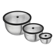 ZWILLING Fresh & Save STAINLESS Vacuum Bowl Set S/M/L / 6 Piece, Stainless Steel, Silver-0