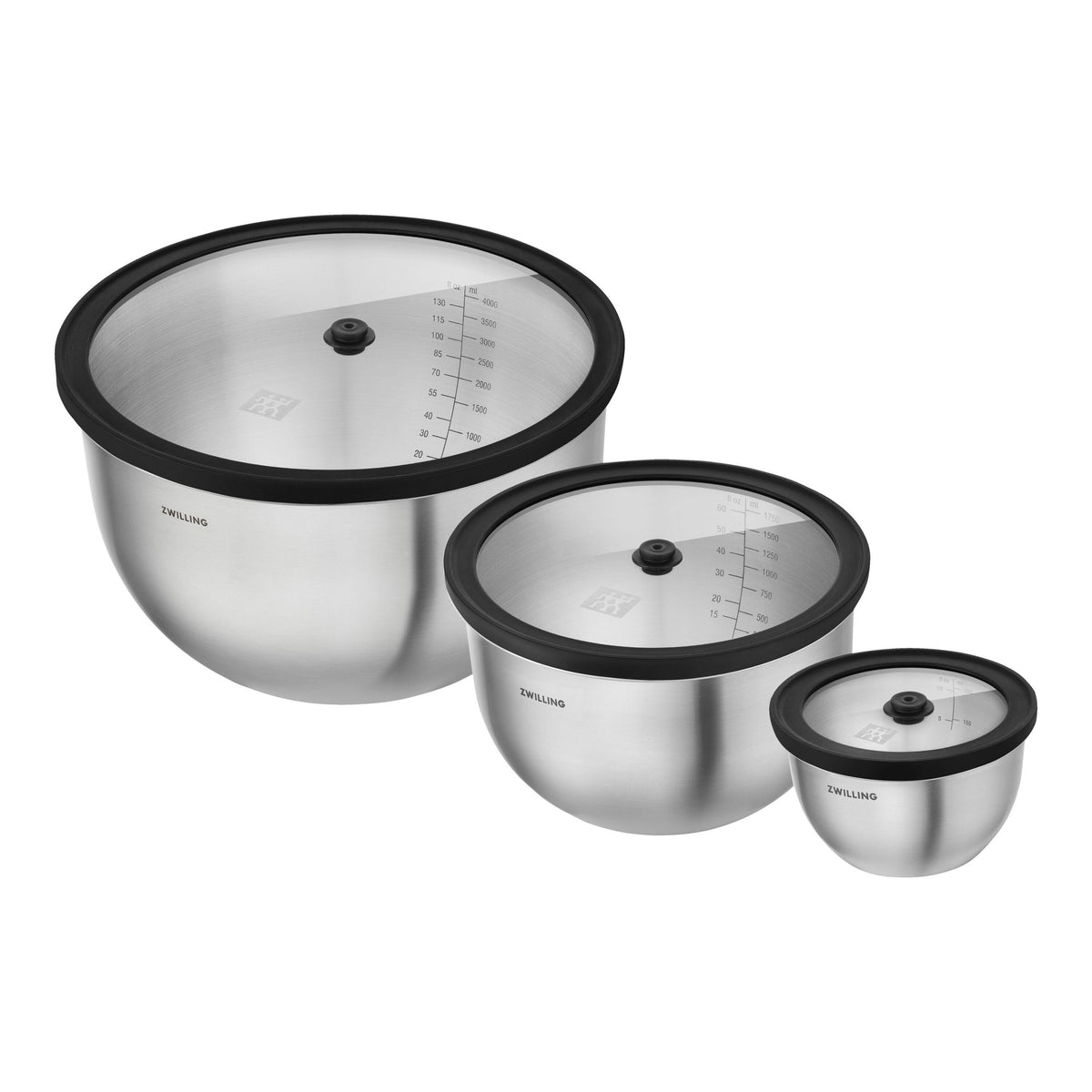 ZWILLING Fresh & Save STAINLESS Vacuum Bowl Set S/M/L / 6 Piece, Stainless Steel, Silver-0