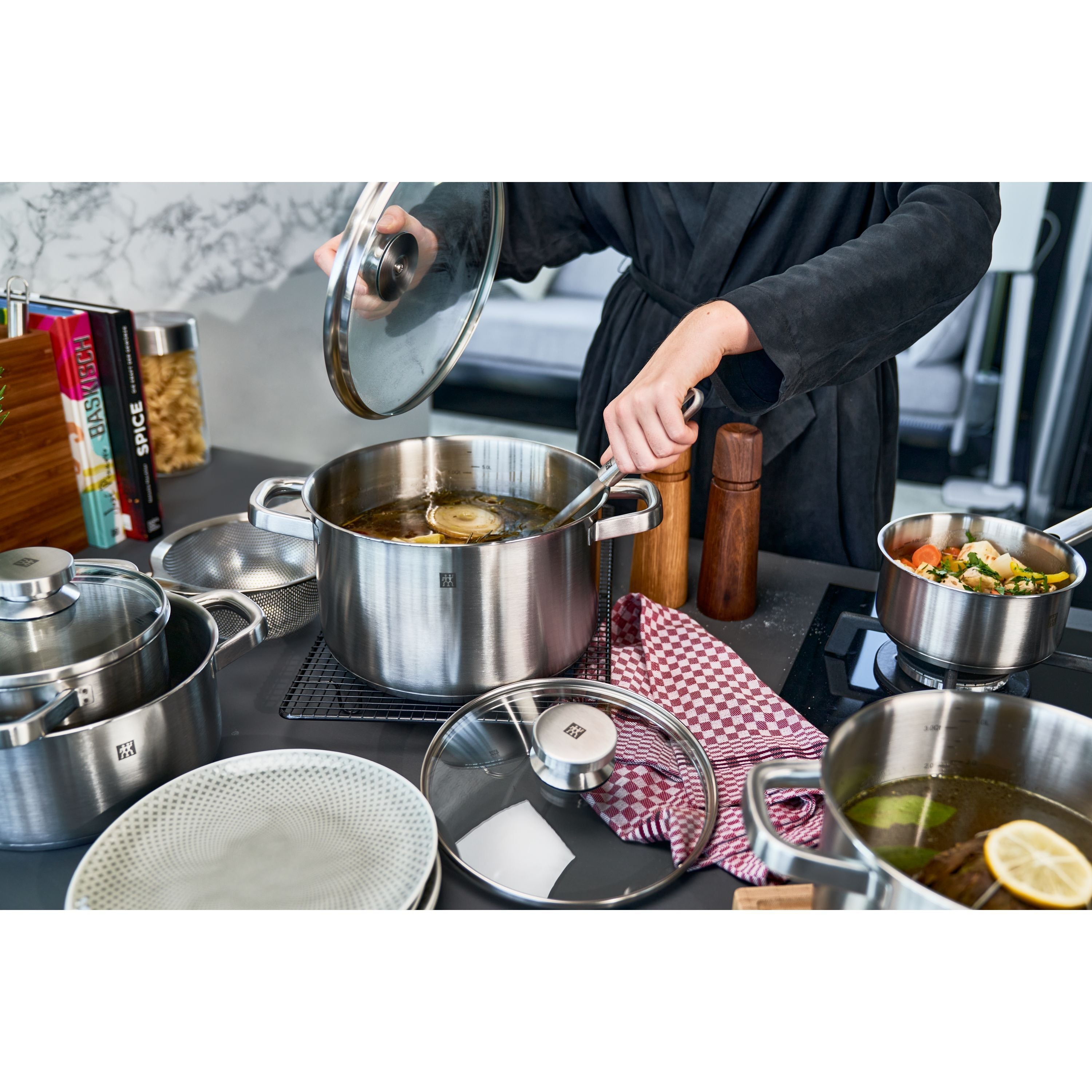 ZWILLING Joy Pot Set With Bonus Steak Set, 12 Piece 18/10 Stainless Steel-Cookware Set-DECOROLALA