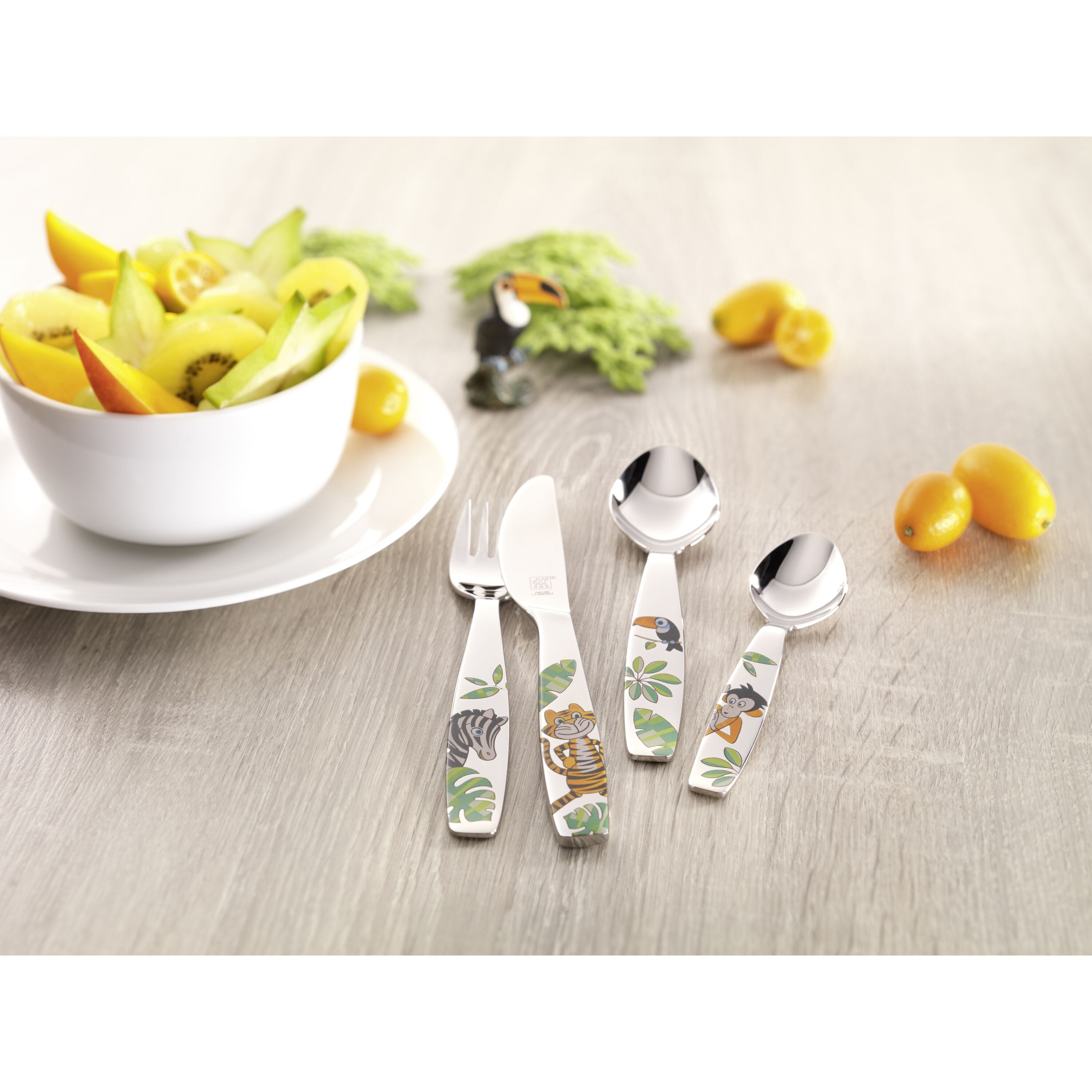 ZWILLING Jungle 4 Piece, Children's Flatware Set, Silver-Flatware Set-DECOROLALA