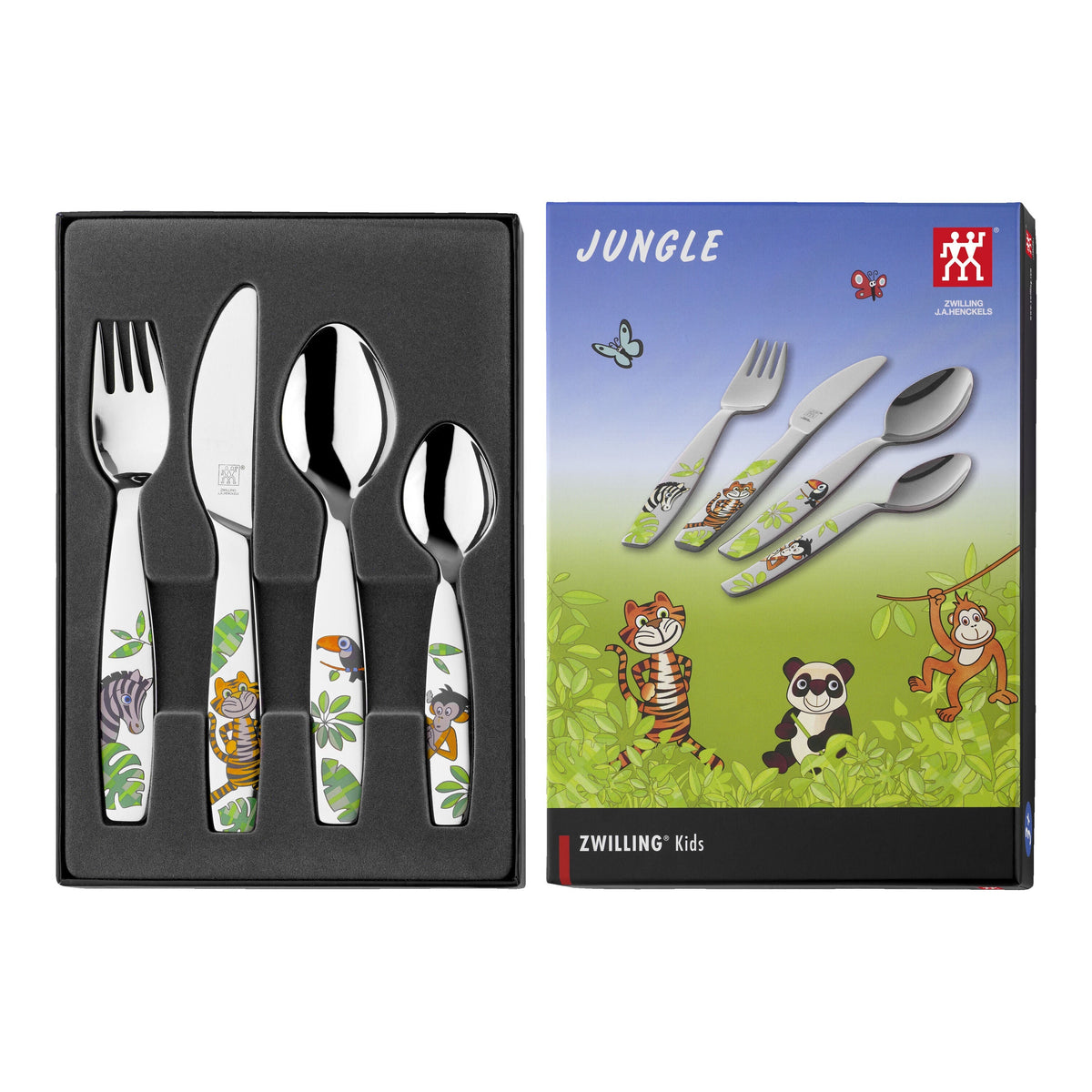 ZWILLING Jungle 4-Piece Children's Flatware Set Silver-Flatware Sets-DECOROLALA