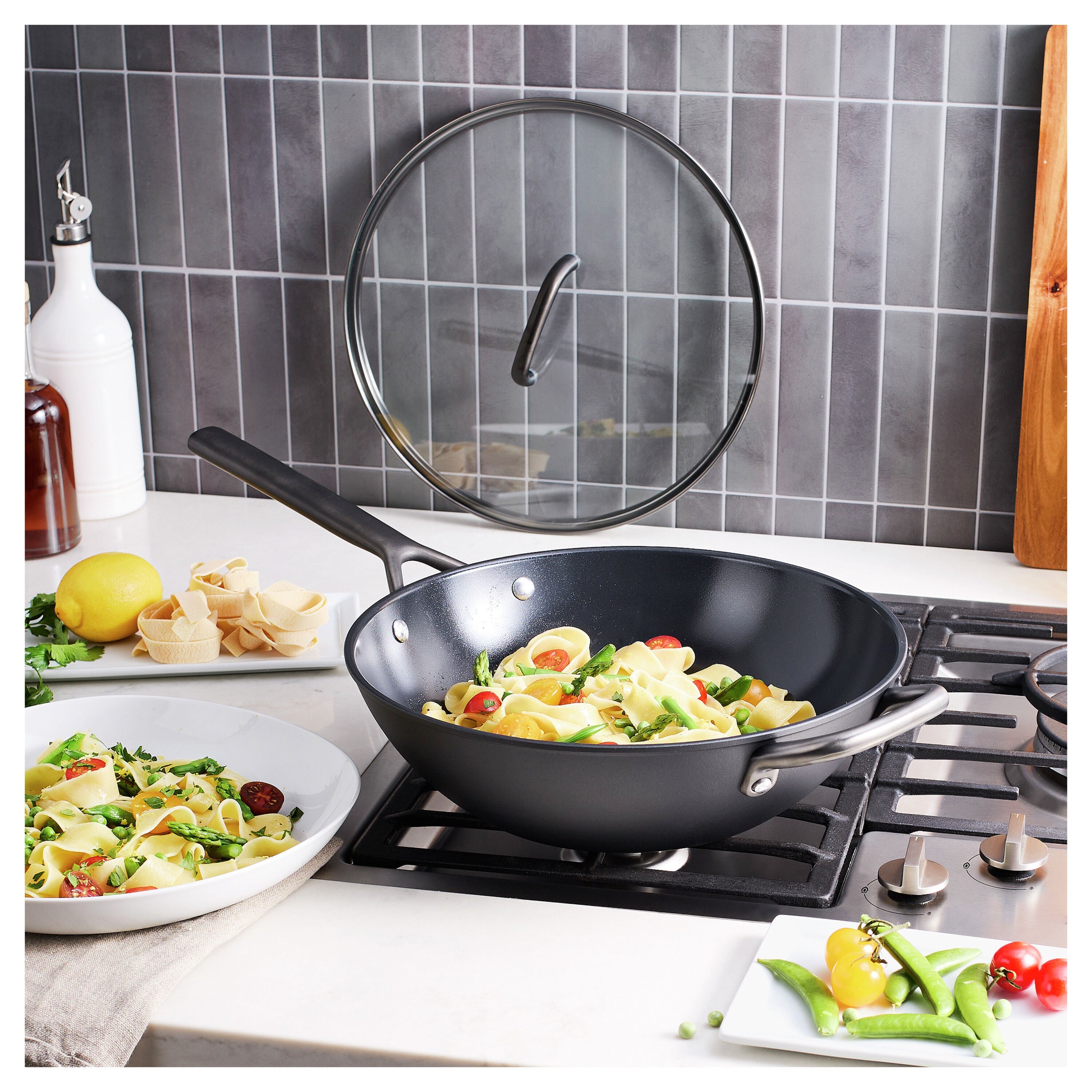 ZWILLING Milano 30cm Wok with Glass Lid - Black-DECOROLALA