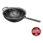 ZWILLING Milano 30cm Wok with Glass Lid - Black-DECOROLALA