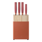 ZWILLING Now S 6 Piece Knife Block Set, Orange-Red-Knife Set-DECOROLALA