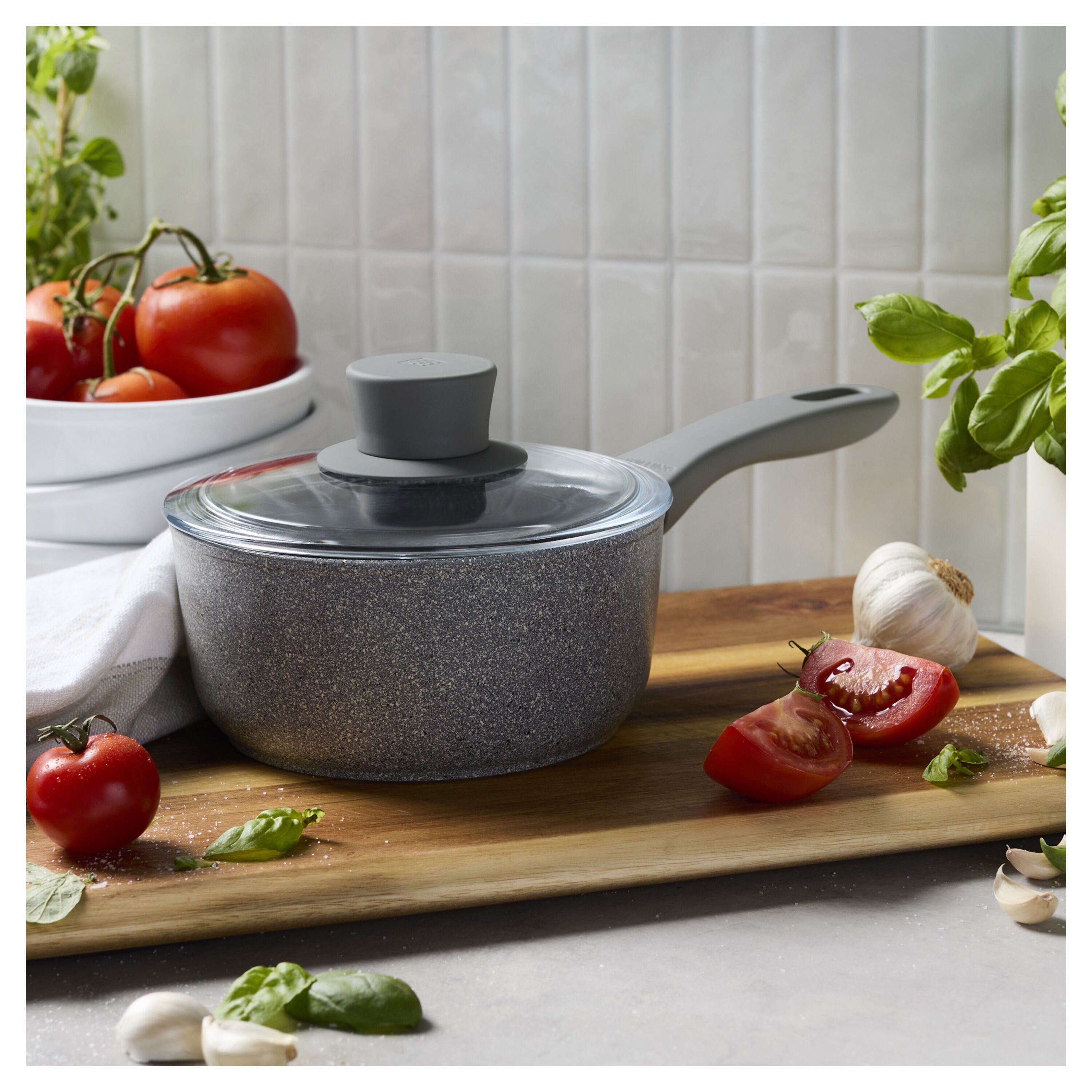 ZWILLING Parma Plus Ceramic 1.4 L Aluminum Round Sauce Pan With Lid, Grey-Saucepan-DECOROLALA