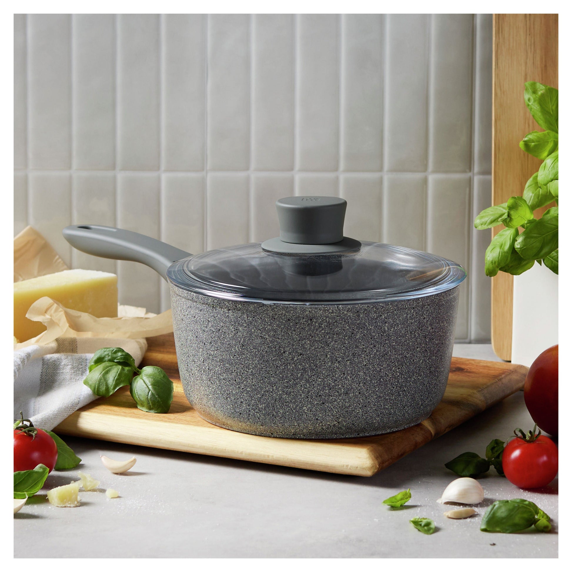 ZWILLING Parma Plus Ceramic 2.75 L Aluminum Round Sauce Pan With Lid, Grey-Saucepan-DECOROLALA