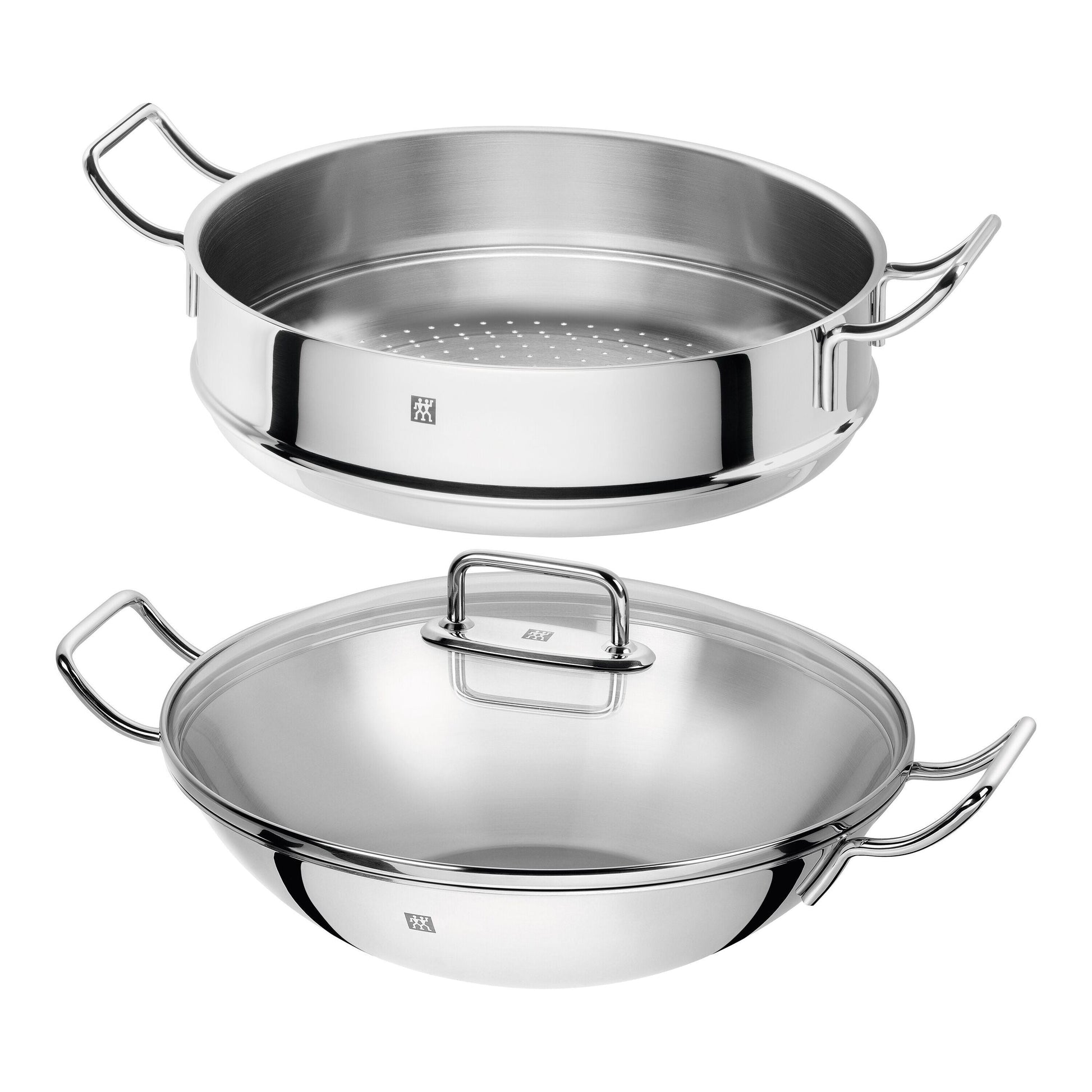 ZWILLING Plus 3 Piece 18/10 Stainless Steel Wok With Steamer And Lid-Wok-DECOROLALA