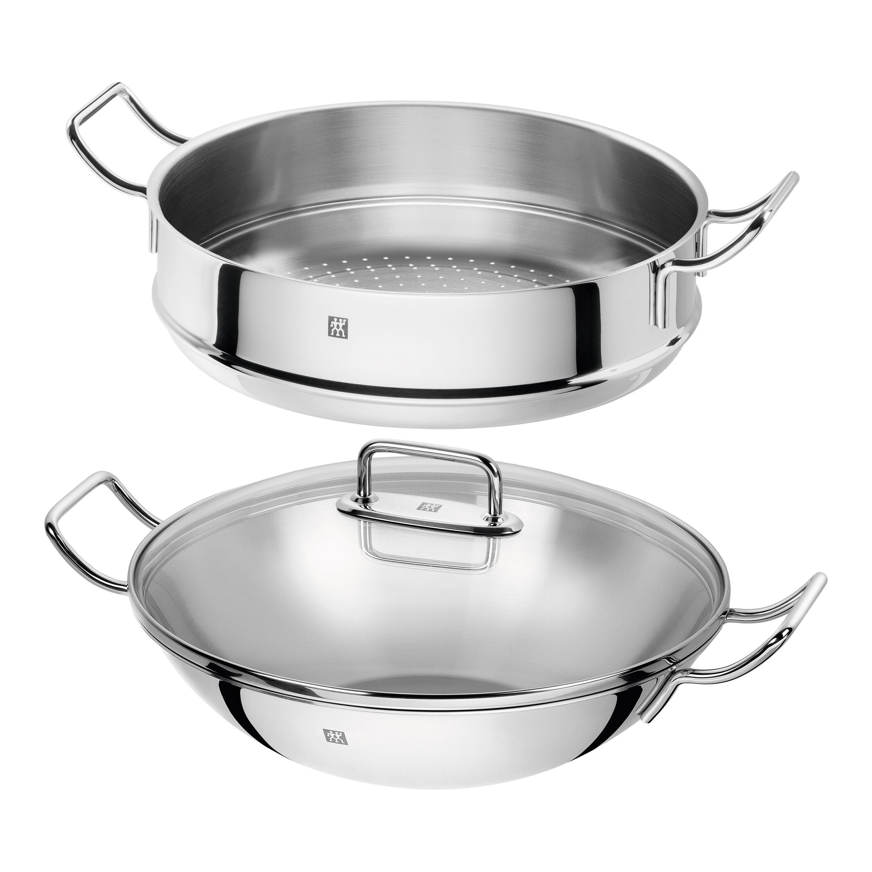 ZWILLING Plus 3 Piece 18/10 Stainless Steel Wok With Steamer And Lid-Wok-DECOROLALA