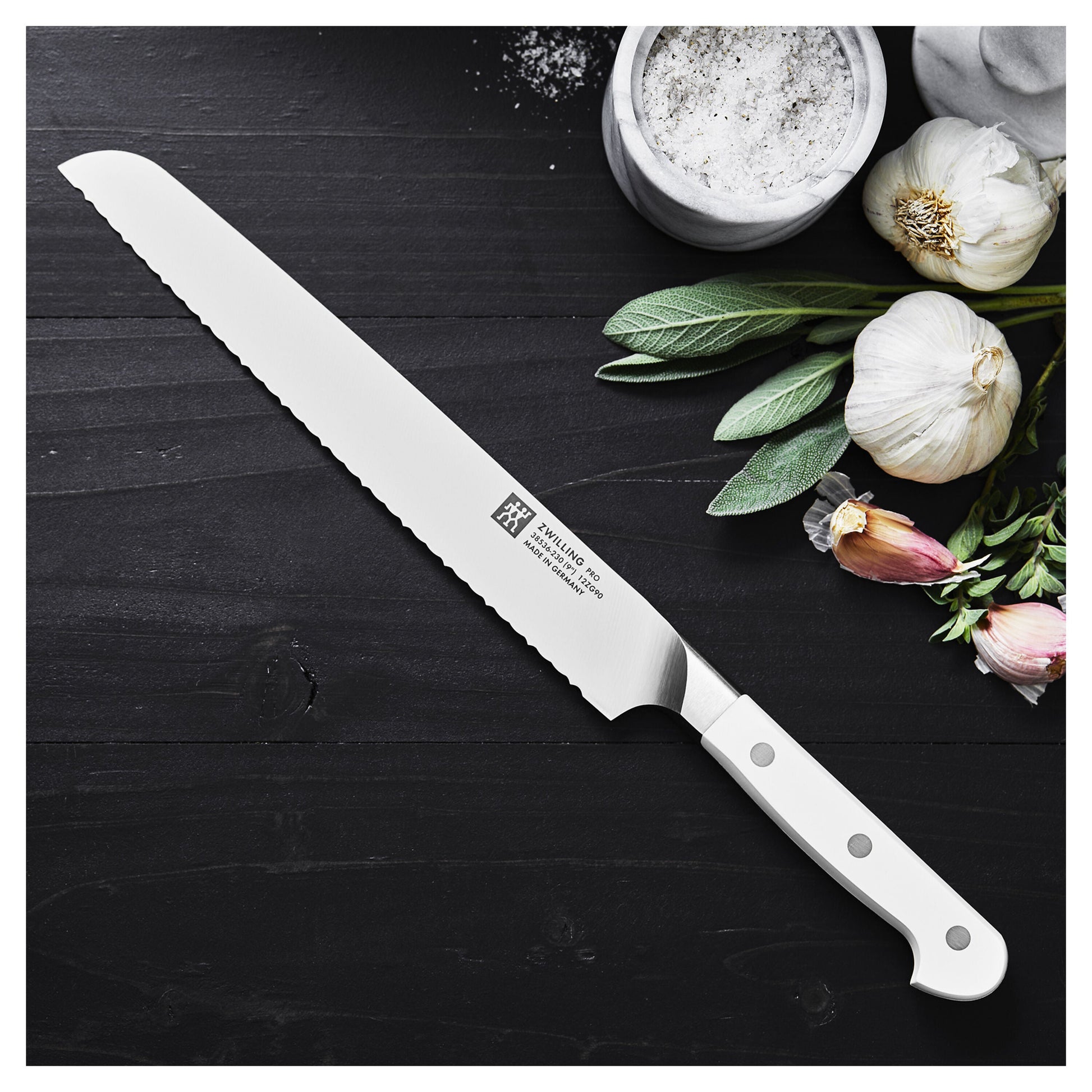 ZWILLING Pro le blanc 9 inch Bread Knife, White-Bread Knife-DECOROLALA