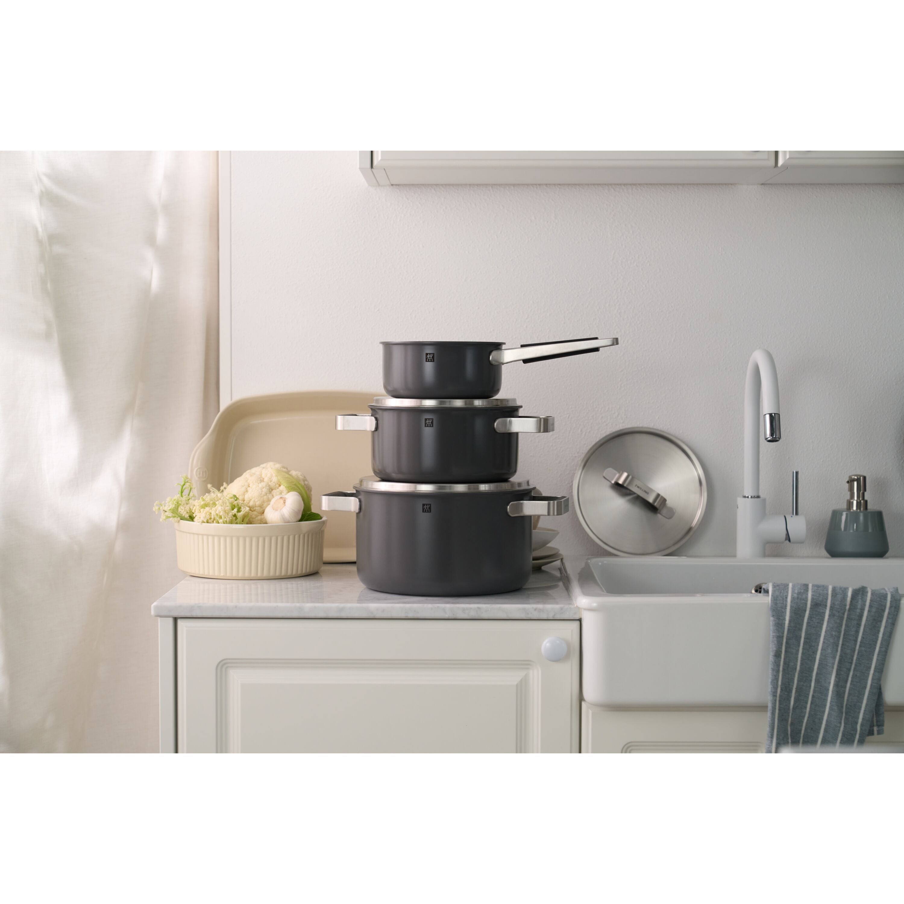 ZWILLING Pure 6-Piece Cookware Set - Grey Stainless-Cookware Set-DECOROLALA