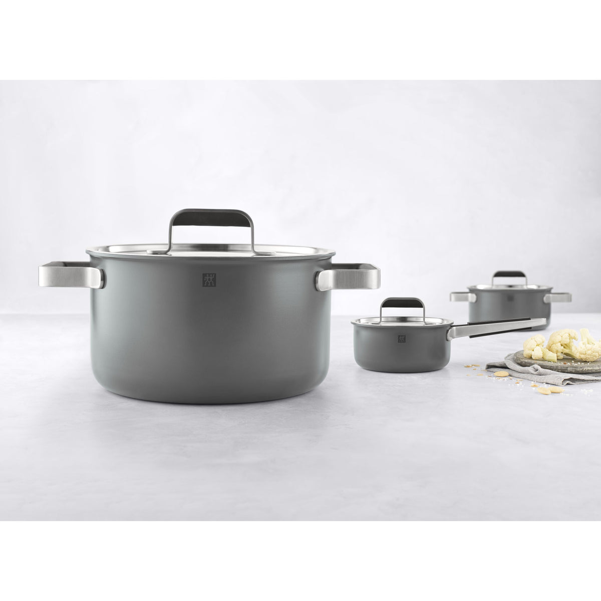 ZWILLING Pure 6-Piece Cookware Set - Grey Stainless-Cookware Sets-DECOROLALA
