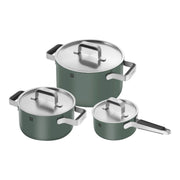 ZWILLING Pure Cookware Set, 6 Piece 18/10 Stainless Steel, Green-Cookware Set-DECOROLALA