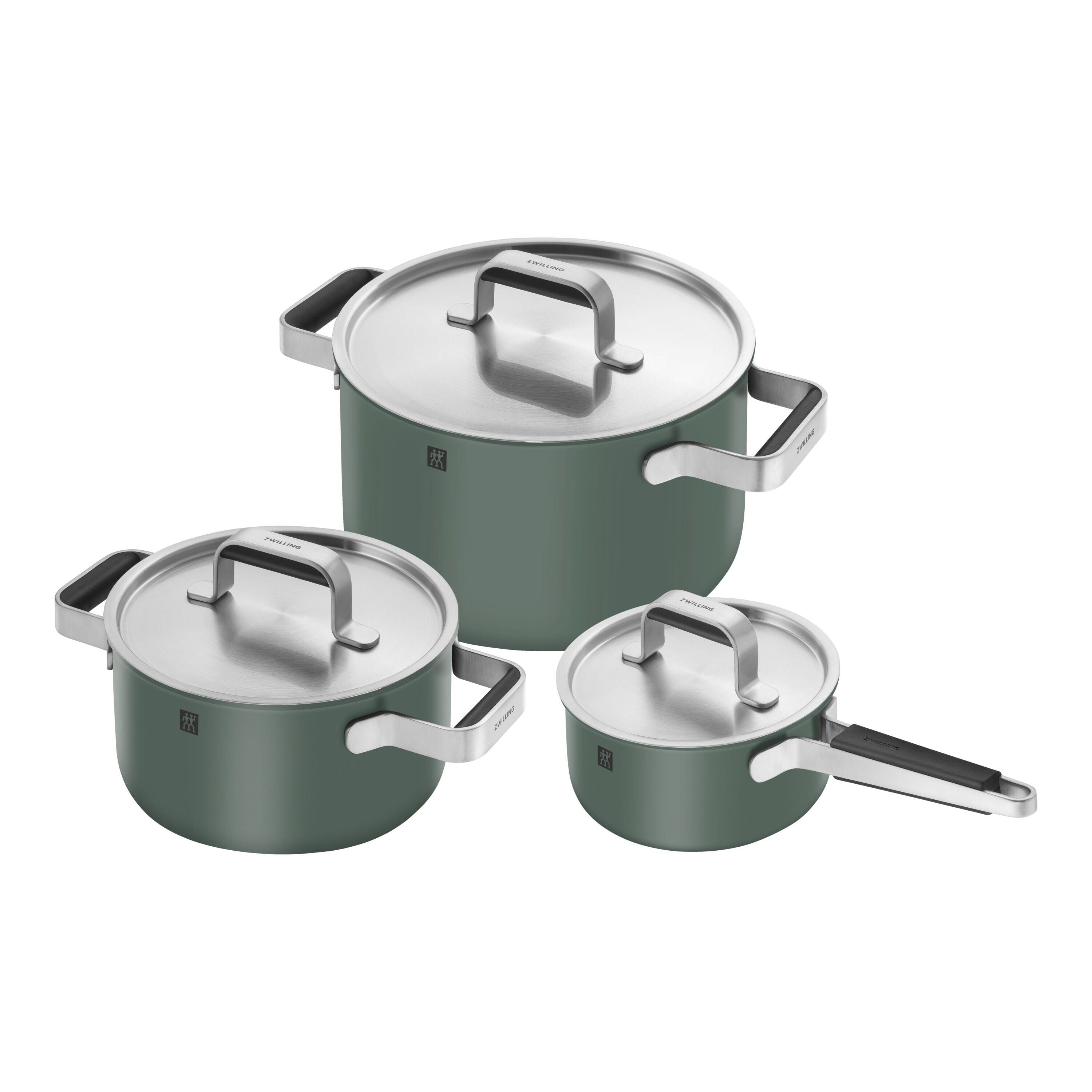 ZWILLING Pure Cookware Set, 6 Piece 18/10 Stainless Steel, Green-Cookware Set-DECOROLALA