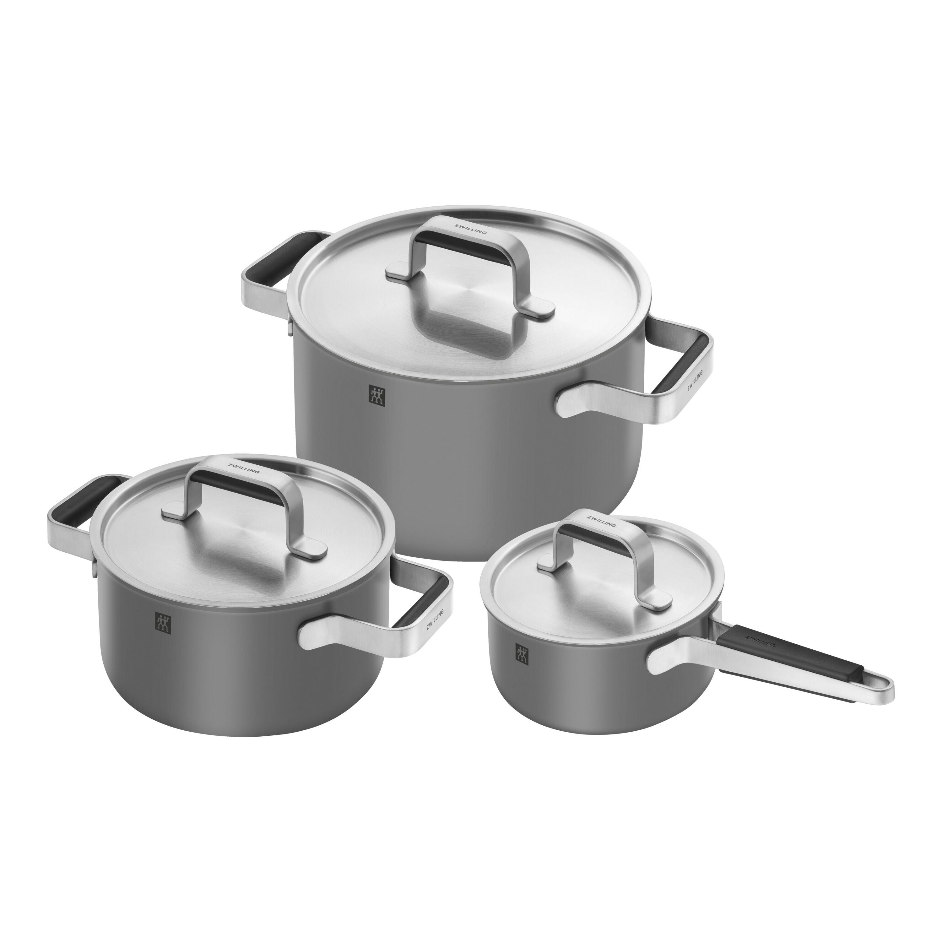 ZWILLING Pure Cookware Set, 6 Piece 18/10 Stainless Steel, Grey-Cookware Set-DECOROLALA