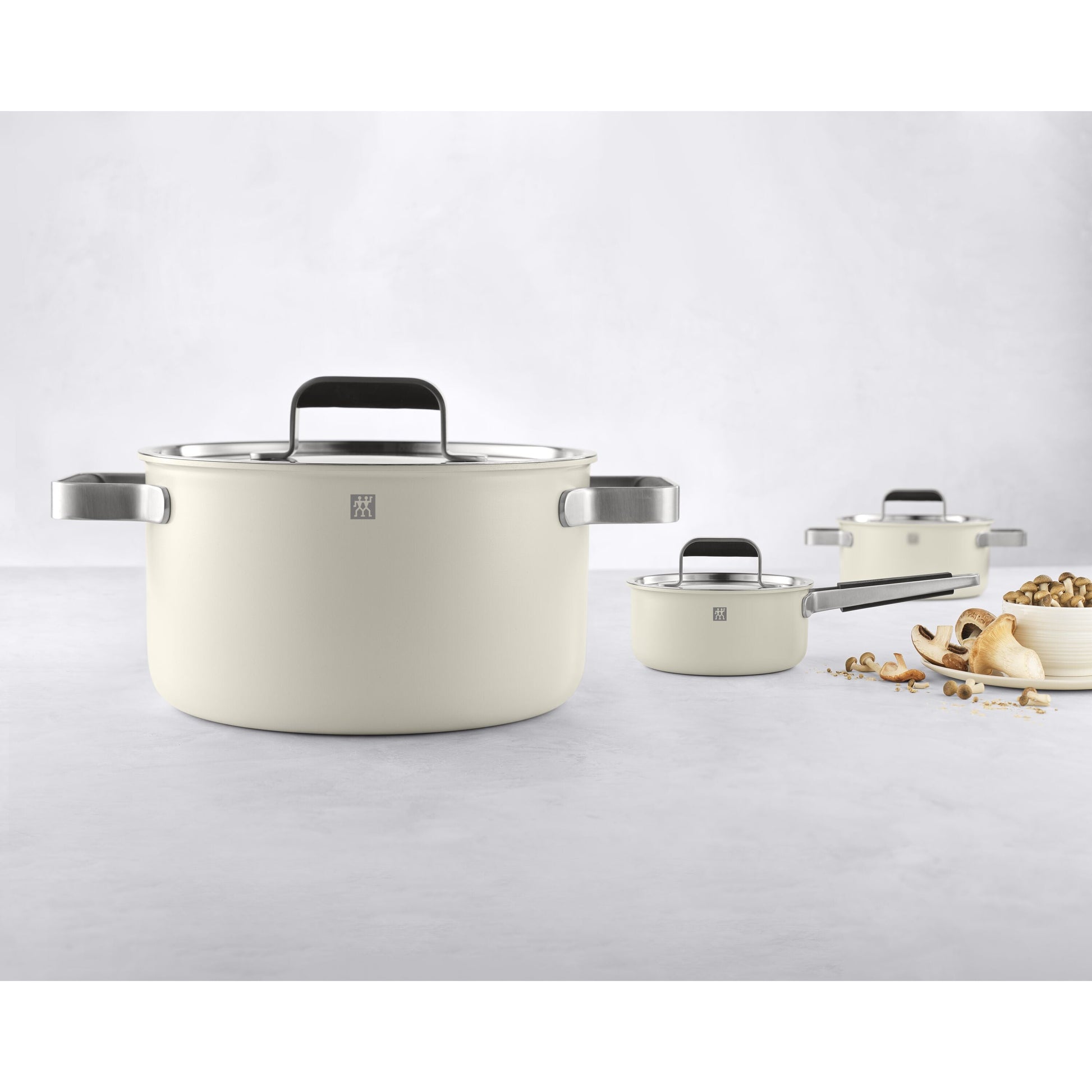 ZWILLING Pure Cookware Set, 6 Piece 18/10 Stainless Steel, Ivory-White-Cookware Set-DECOROLALA