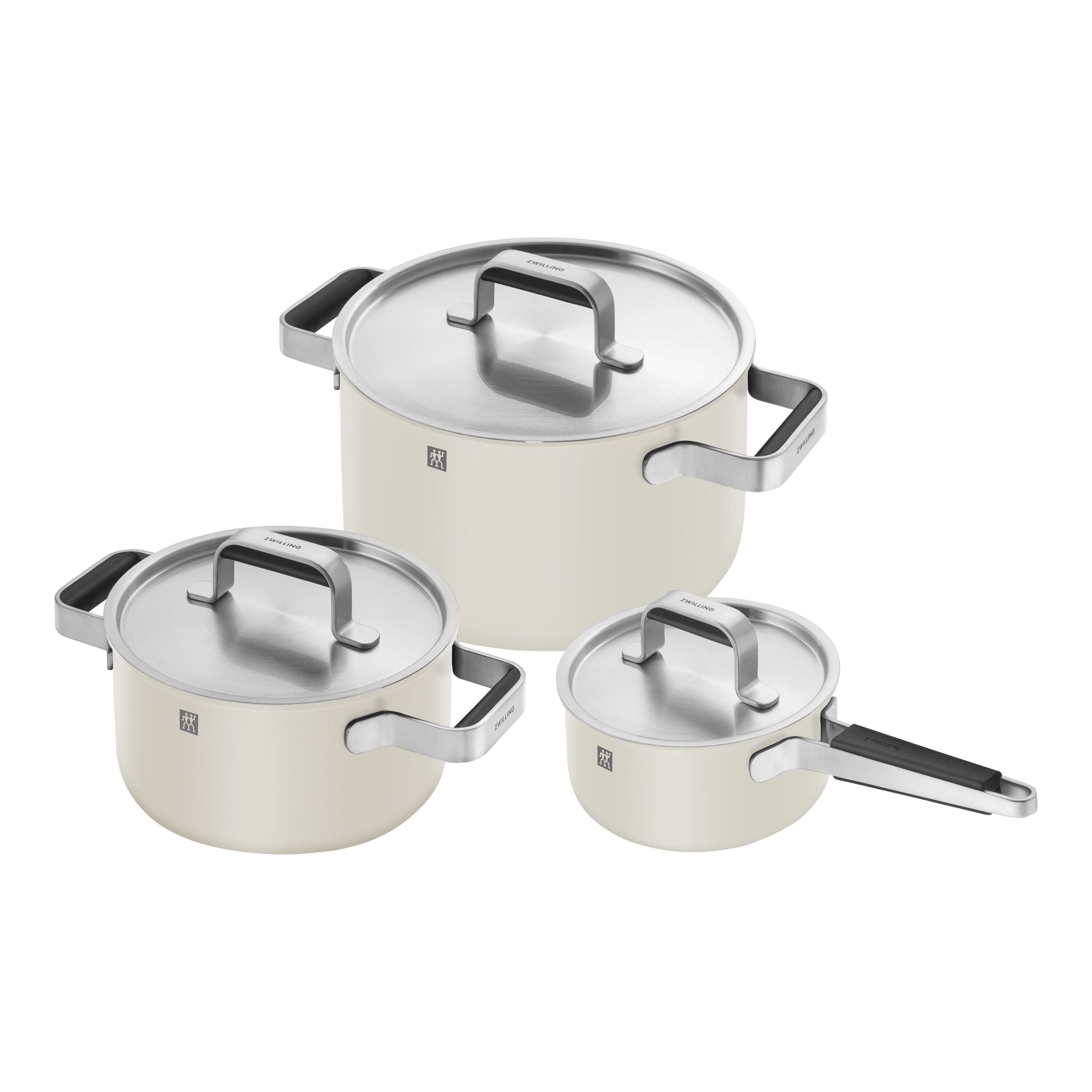 ZWILLING Pure Cookware Set, 6 Piece 18/10 Stainless Steel, Ivory-White-Cookware Set-DECOROLALA