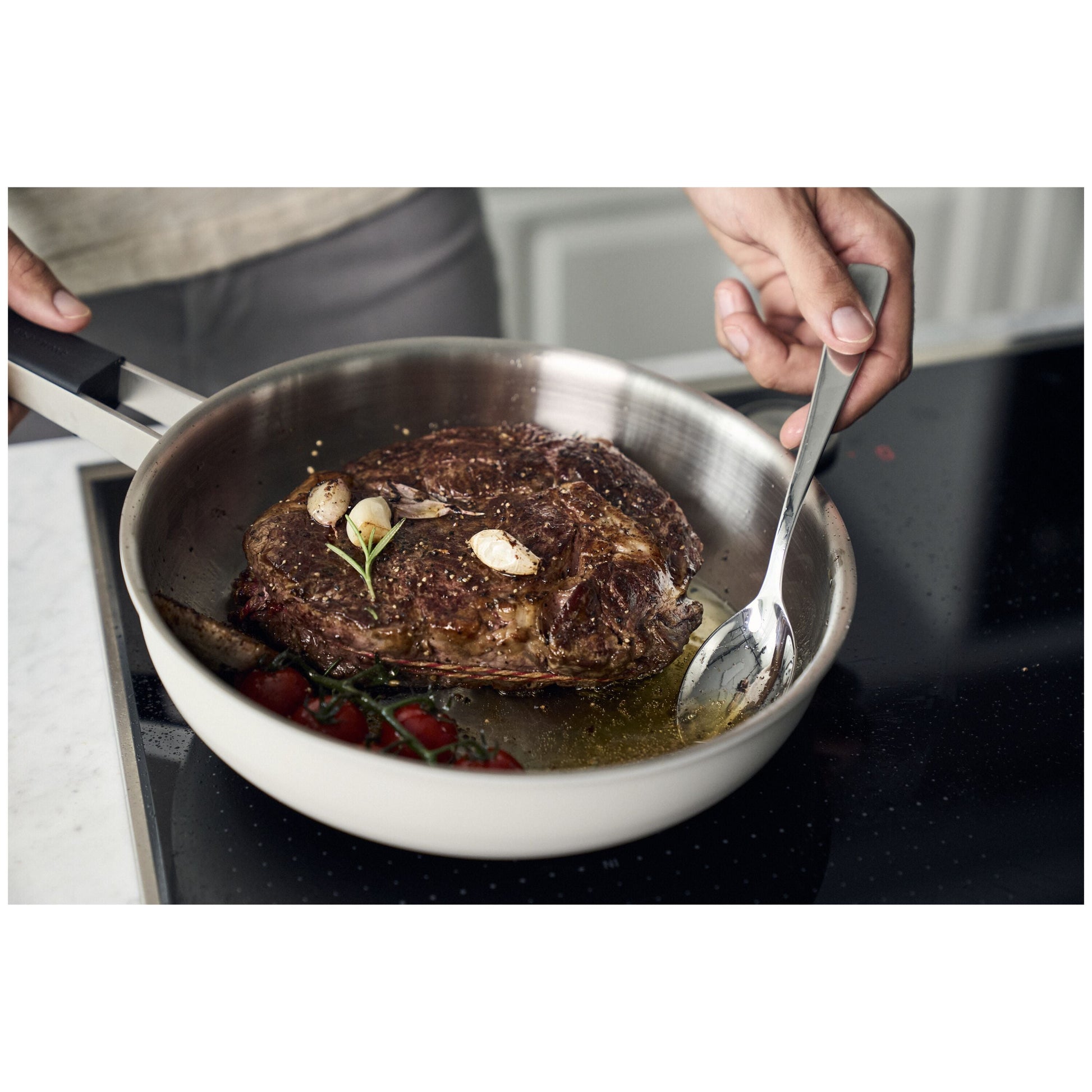 ZWILLING Pure Frying Pan, 24 cm / 9.5 inch, 18/10 Stainless Steel, Ivory-White-n/a-DECOROLALA